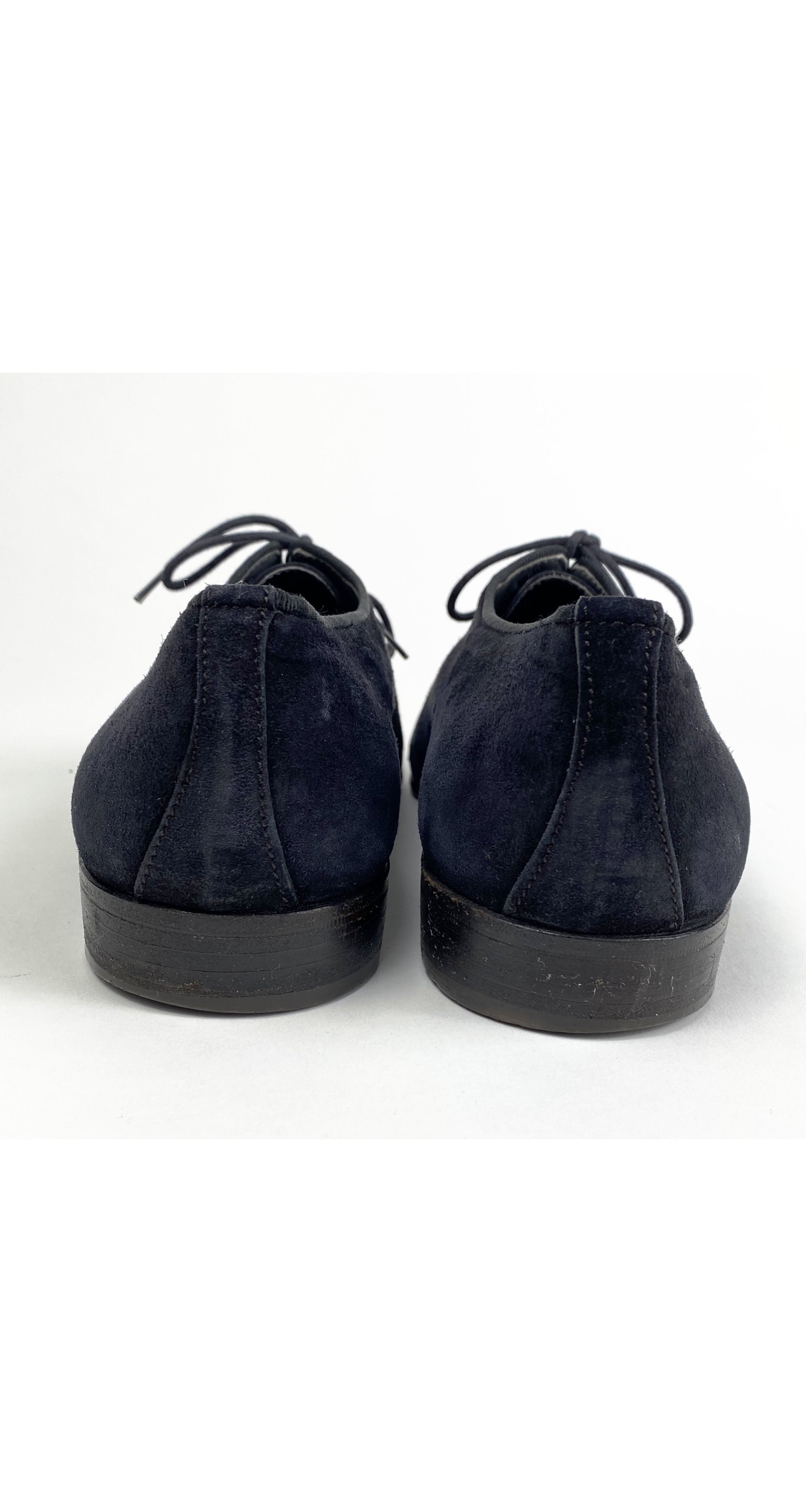 1980s Men's Black Suede Lace-Up Shoes