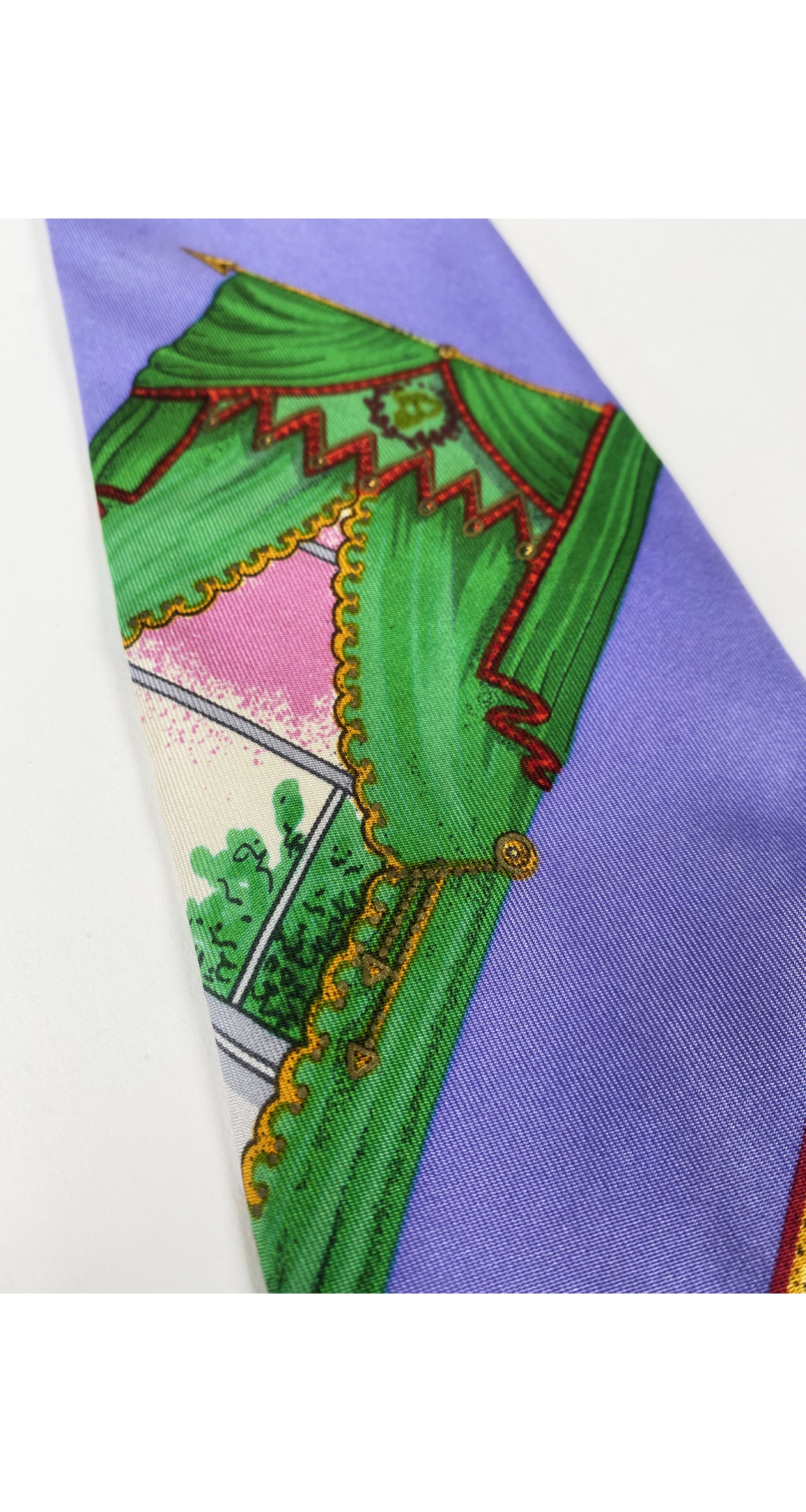 1990s Baroque Window Print Purple Silk Men's Tie
