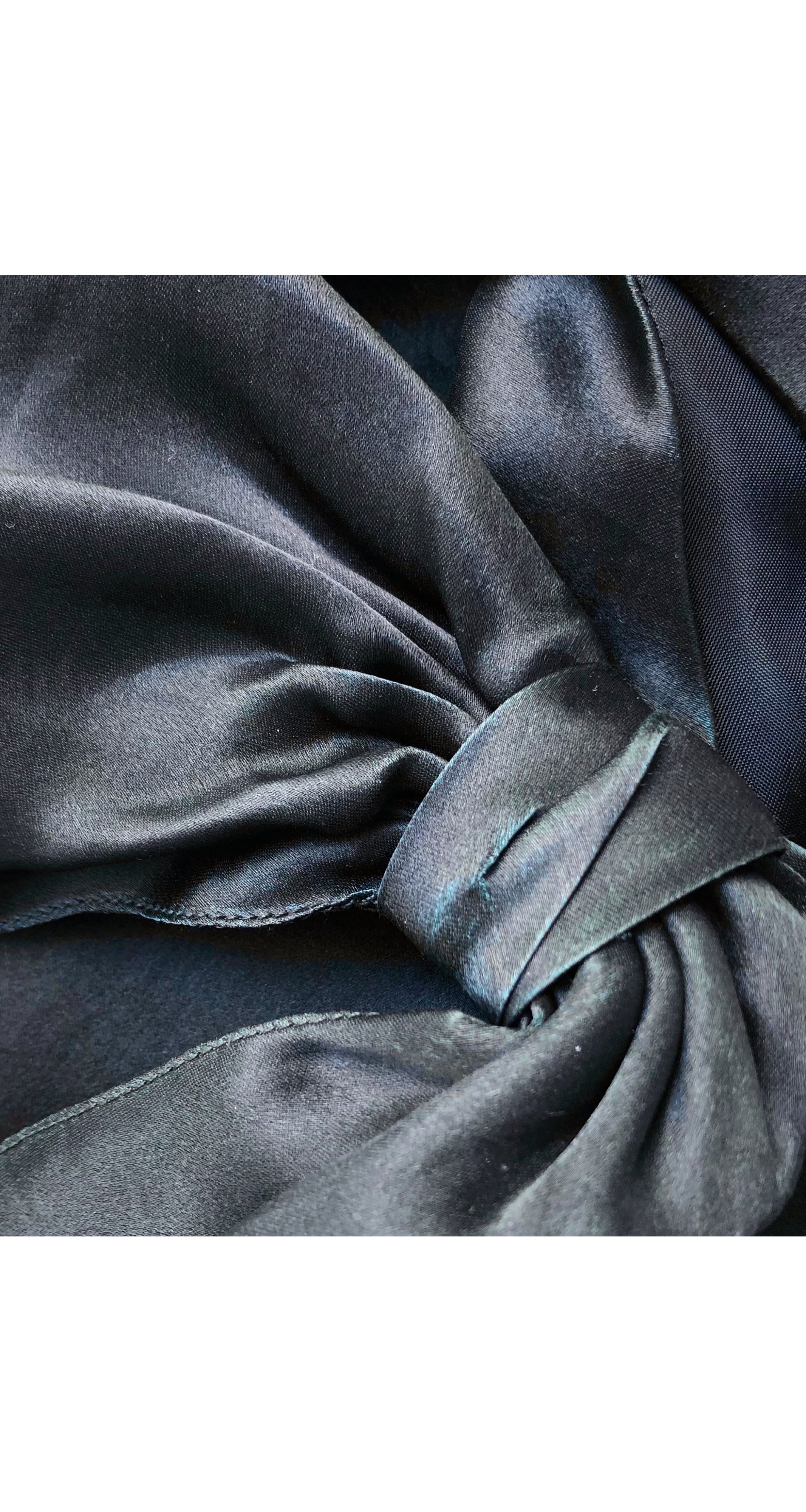1979 Documented Black Silk Organza Ruffle Cocktail Dress