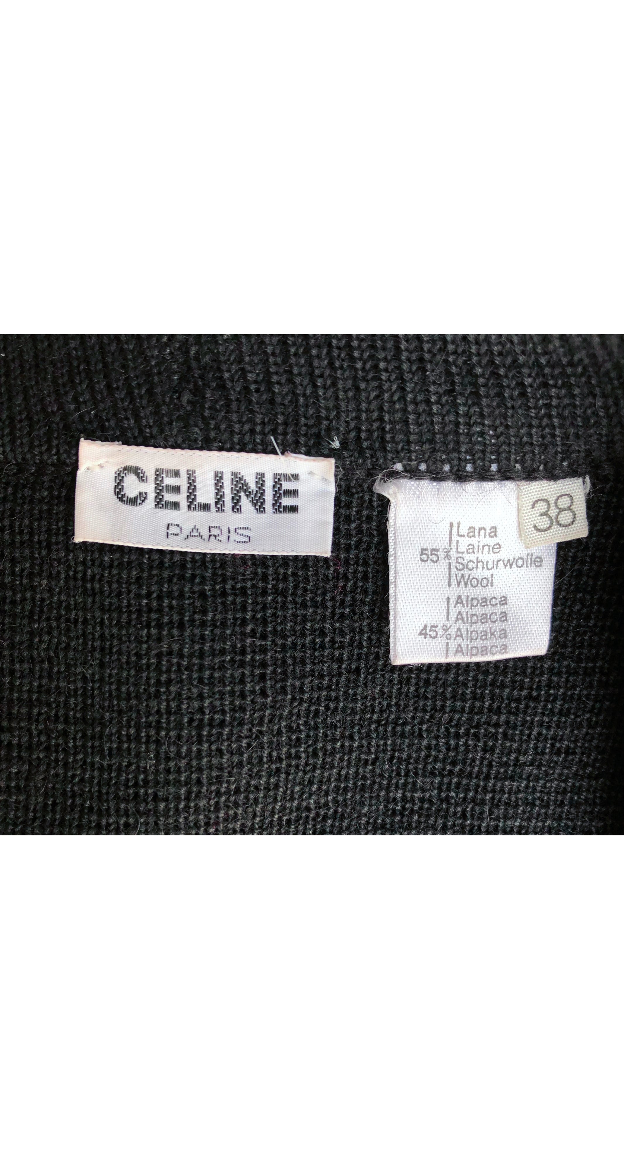 1980s Black Ribbed Alpaca Gold Buckle Cardigan