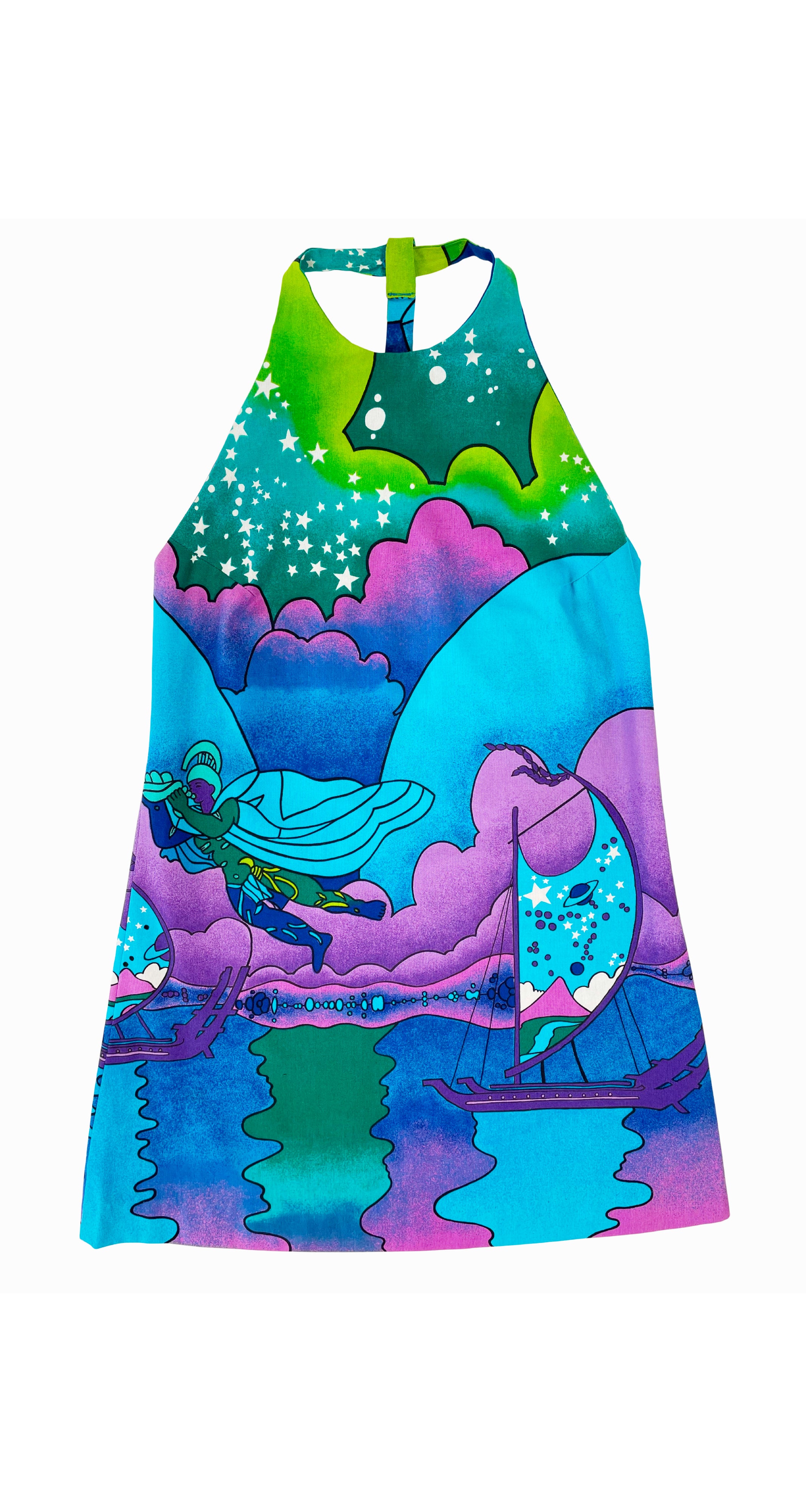 1970s Kids' Celestial Dreamscape Cotton Sundress