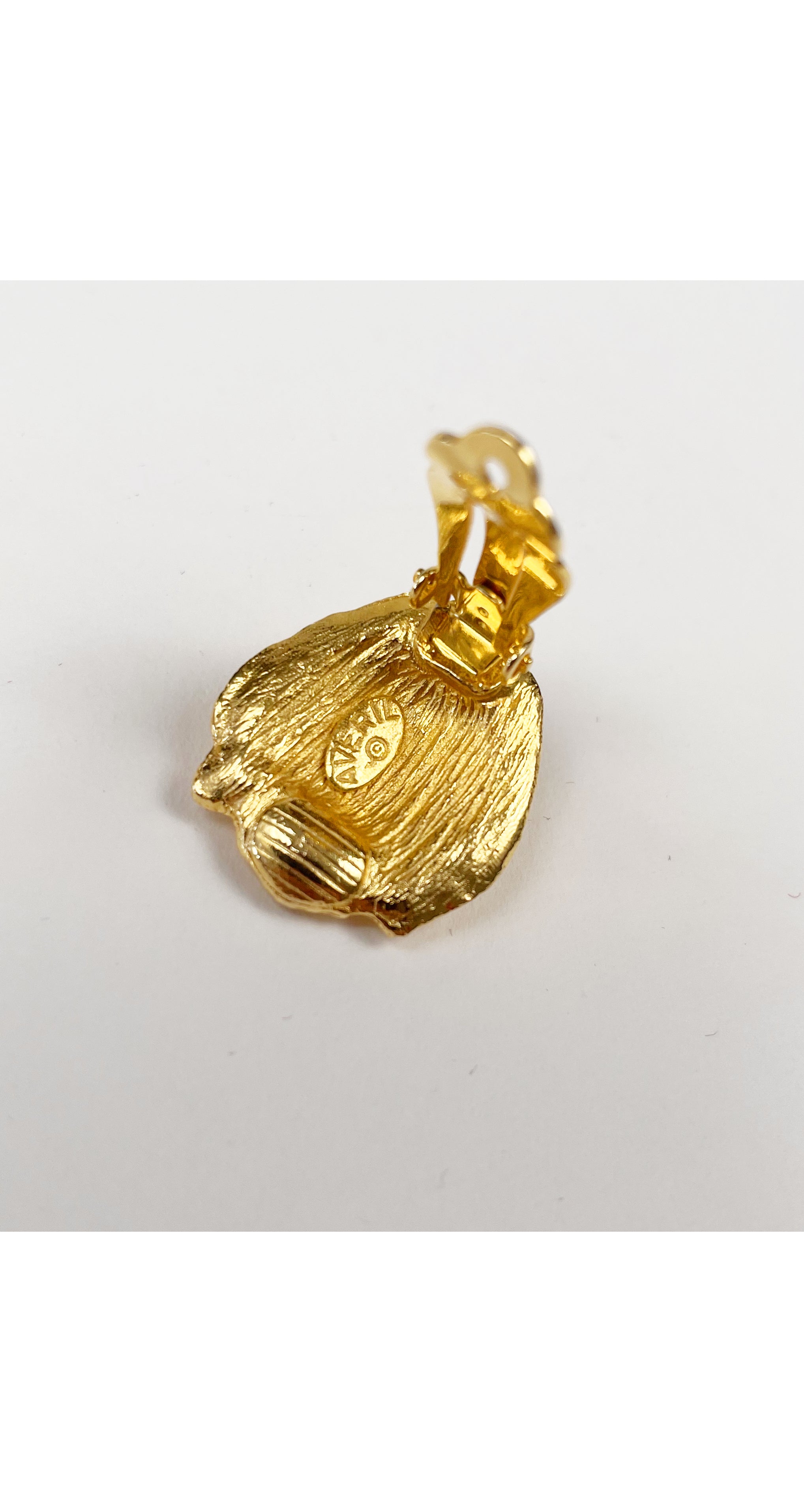 1980s Lion Head Figural Gold-Tone Clip-On Earrings