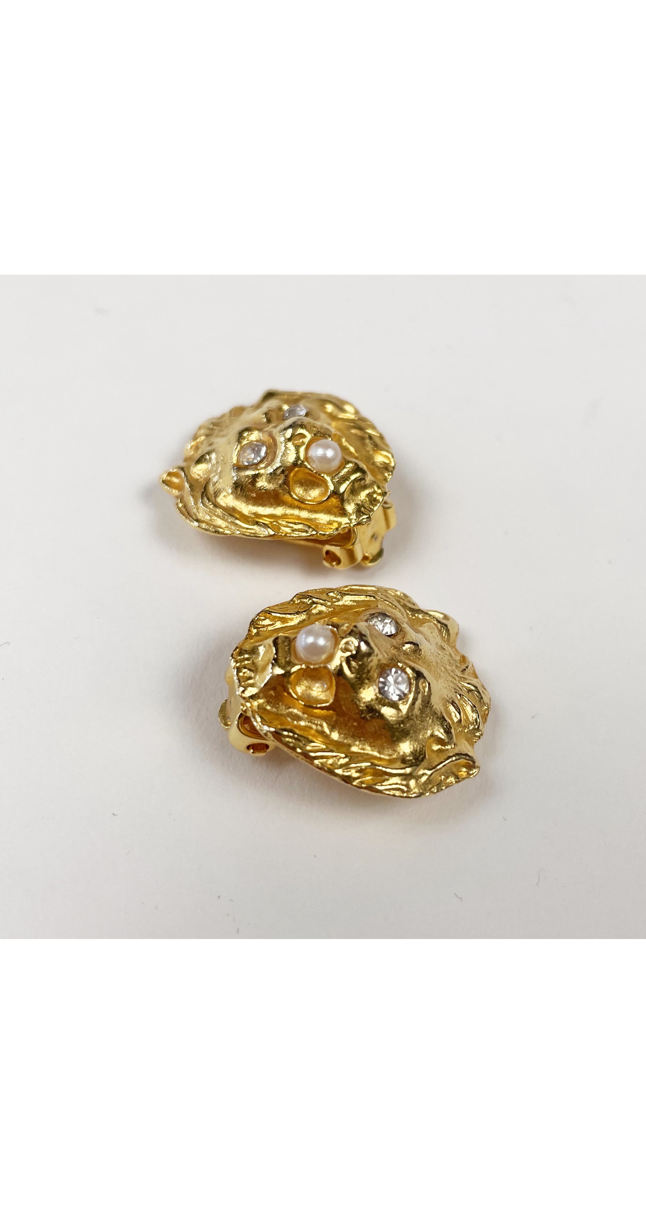 1980s Lion Head Figural Gold-Tone Clip-On Earrings