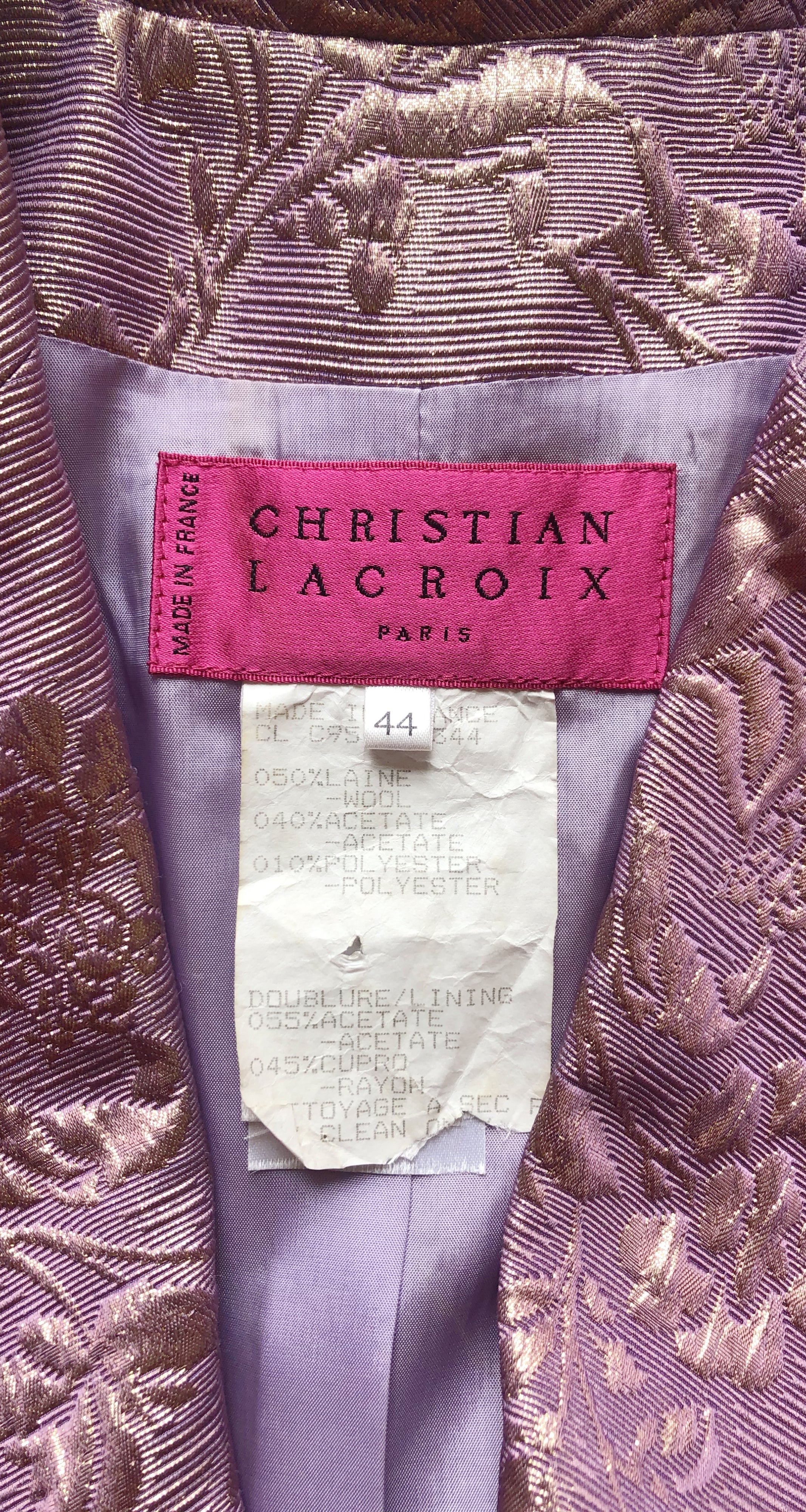 1994-95 Cruise Floral Metallic Purple Brocade Evening Coat