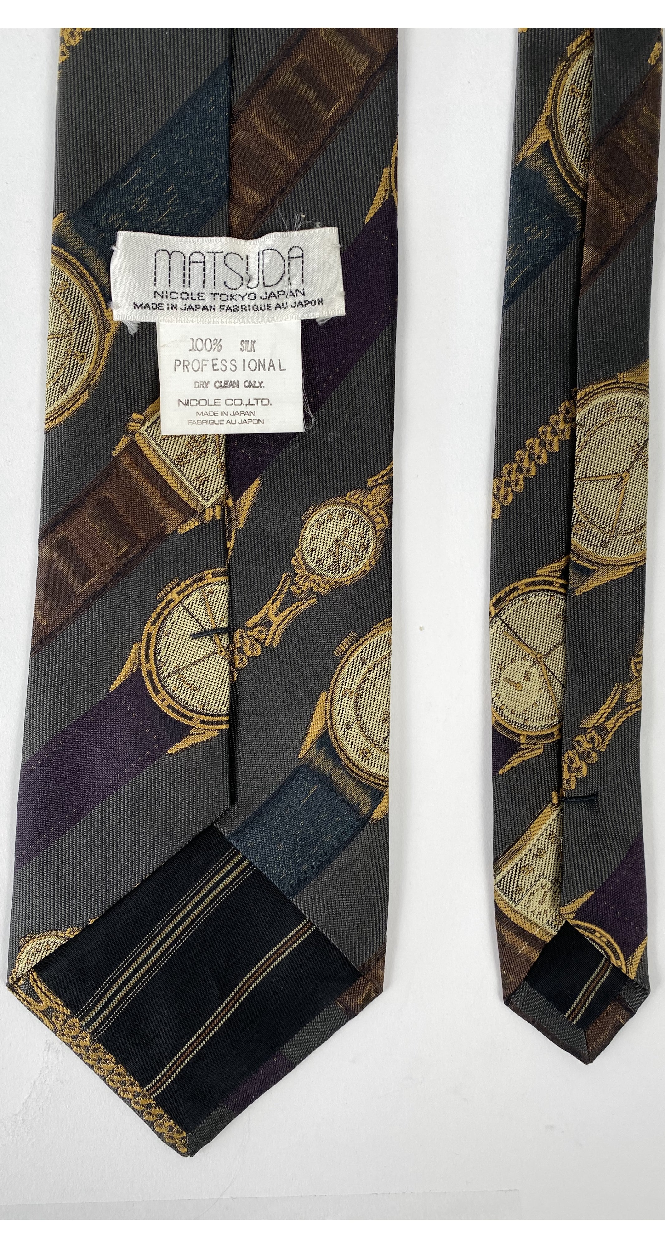 1980s Watch Print Silk Men's Necktie