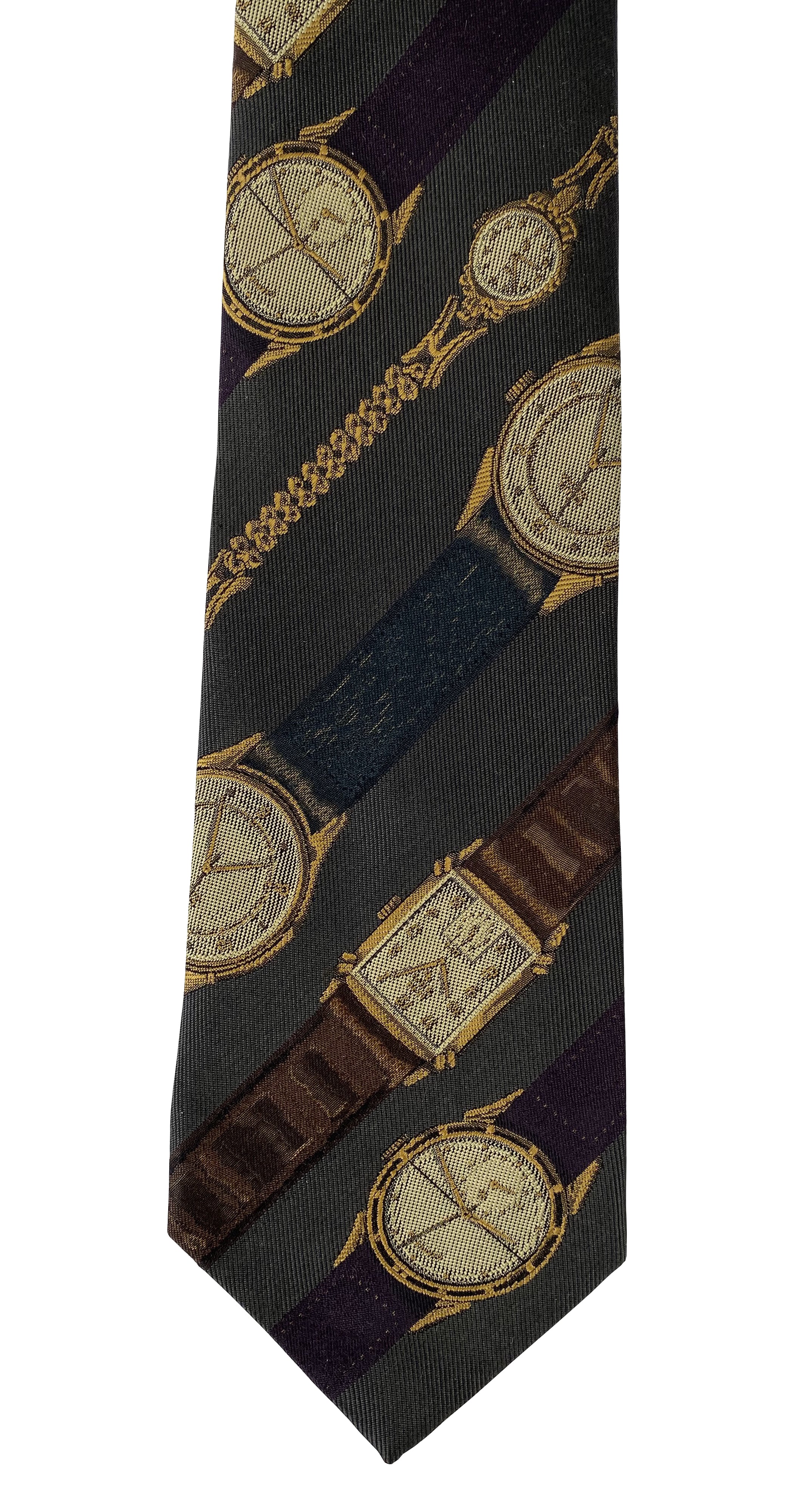 1980s Watch Print Silk Men's Necktie