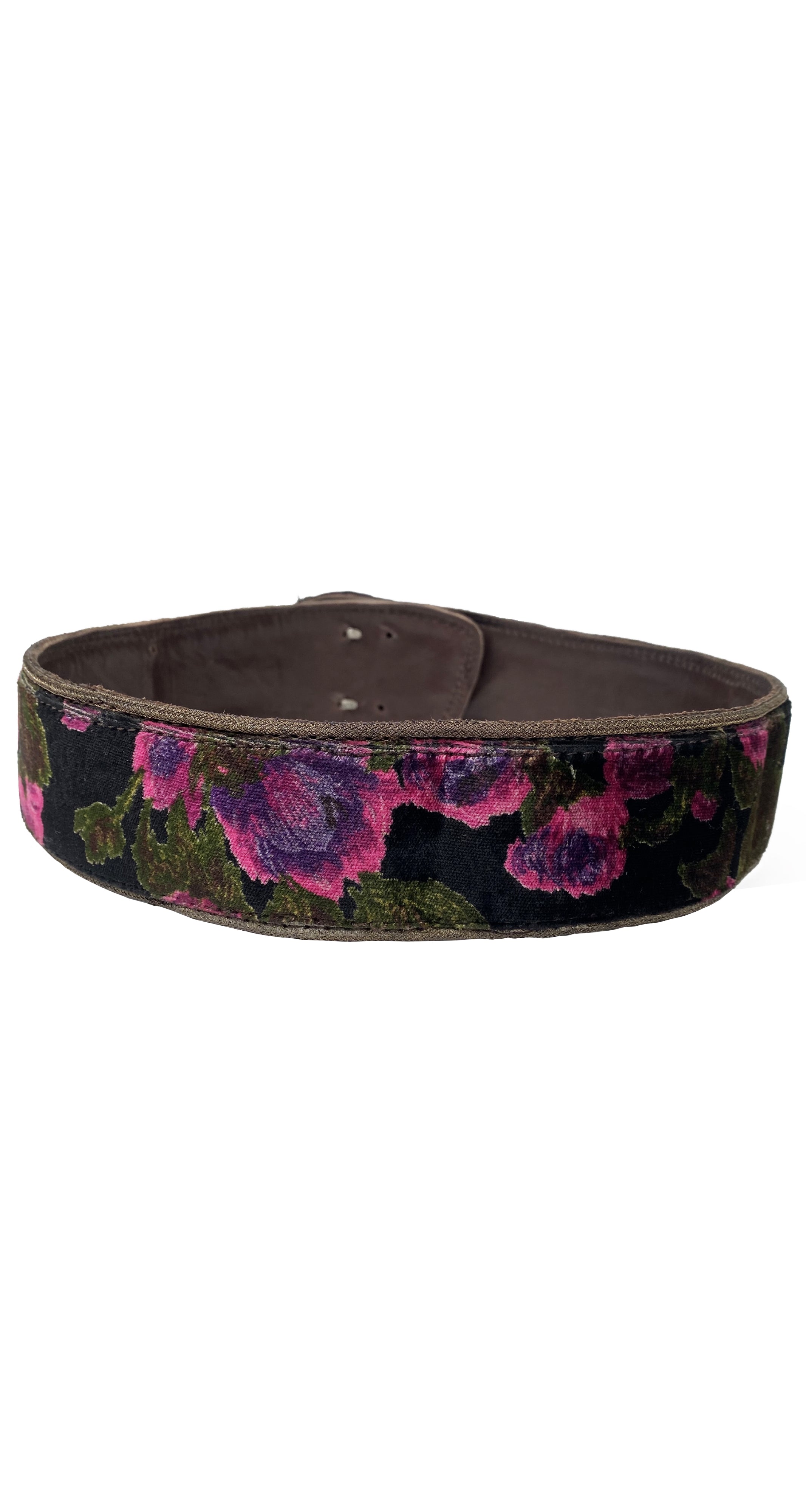 1981 Documented Hummingbird Feather Floral Velvet Belt