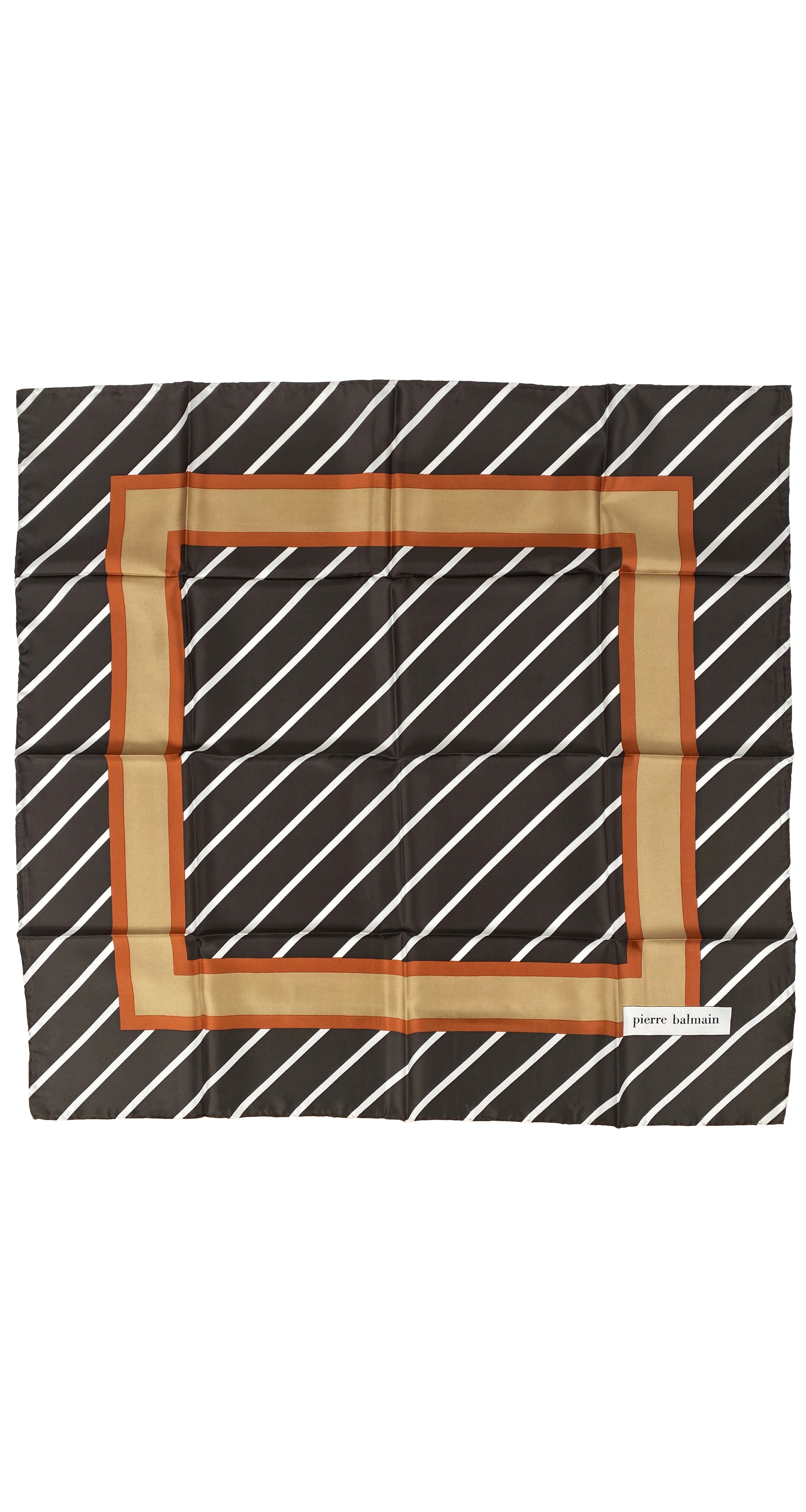 1970s NIB Brown & Orange Silk Twill Scarf