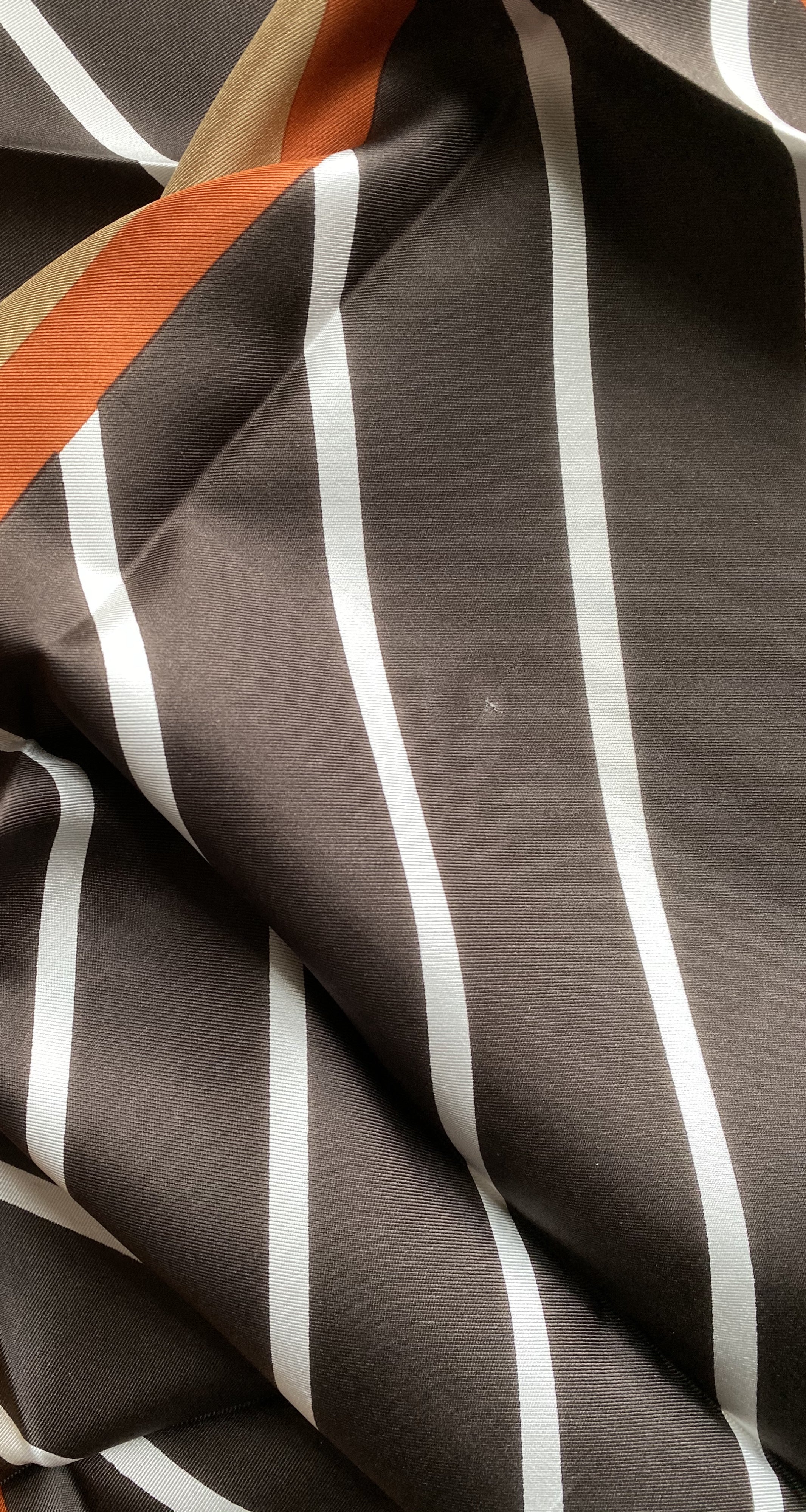 1970s NIB Brown & Orange Silk Twill Scarf