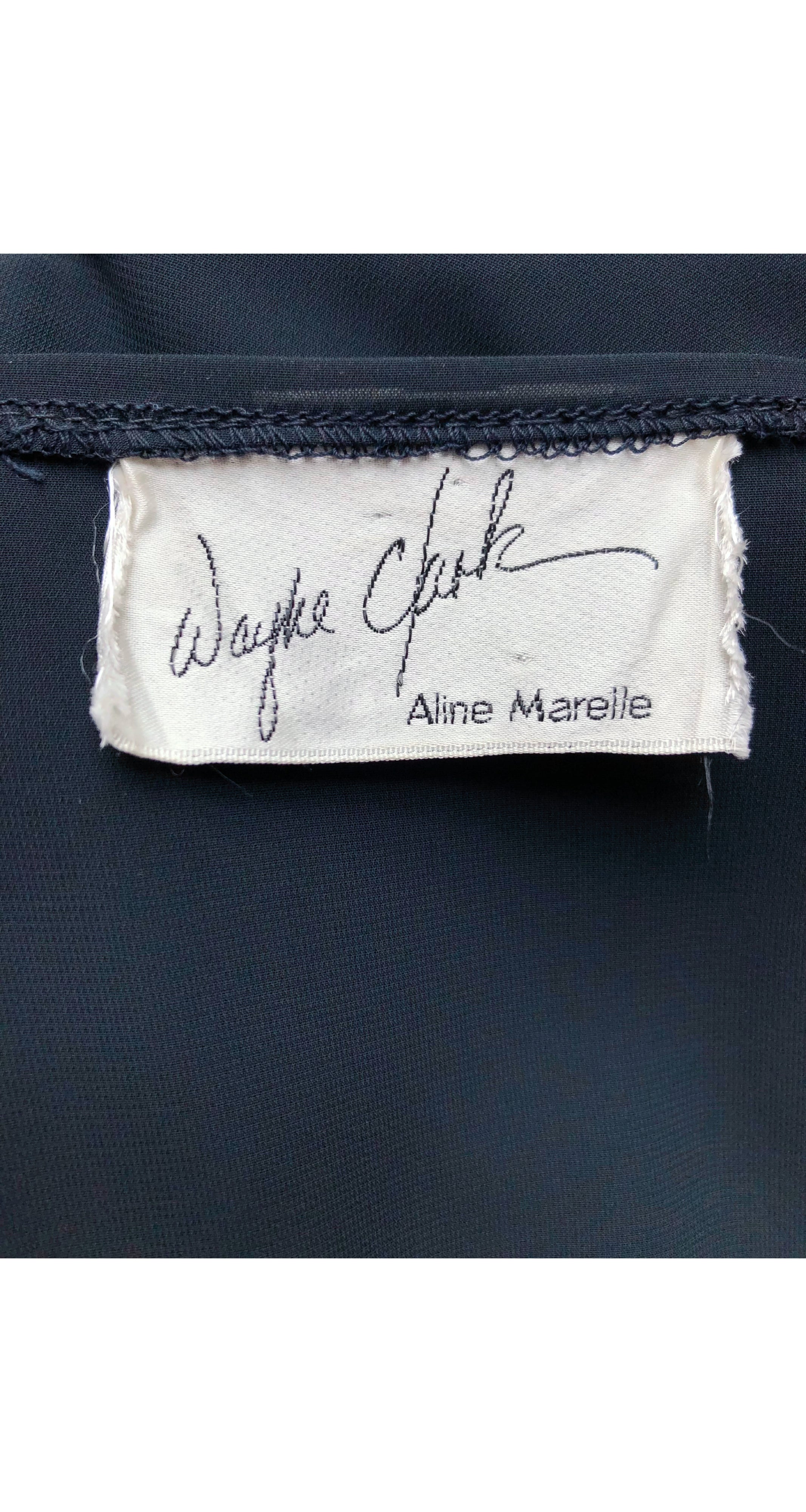 1980s Draped Pleated Black Chiffon Tunic