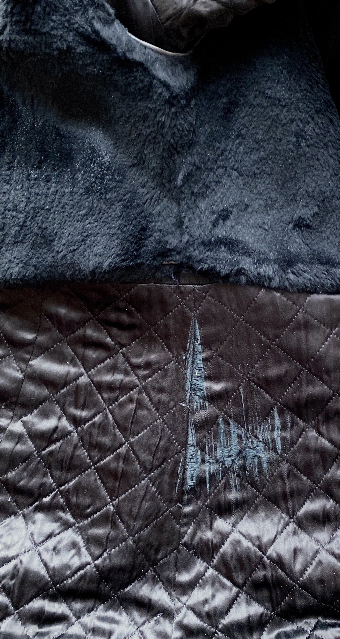 1980s Black Cashmere Fur Trim Double-Breasted Coat