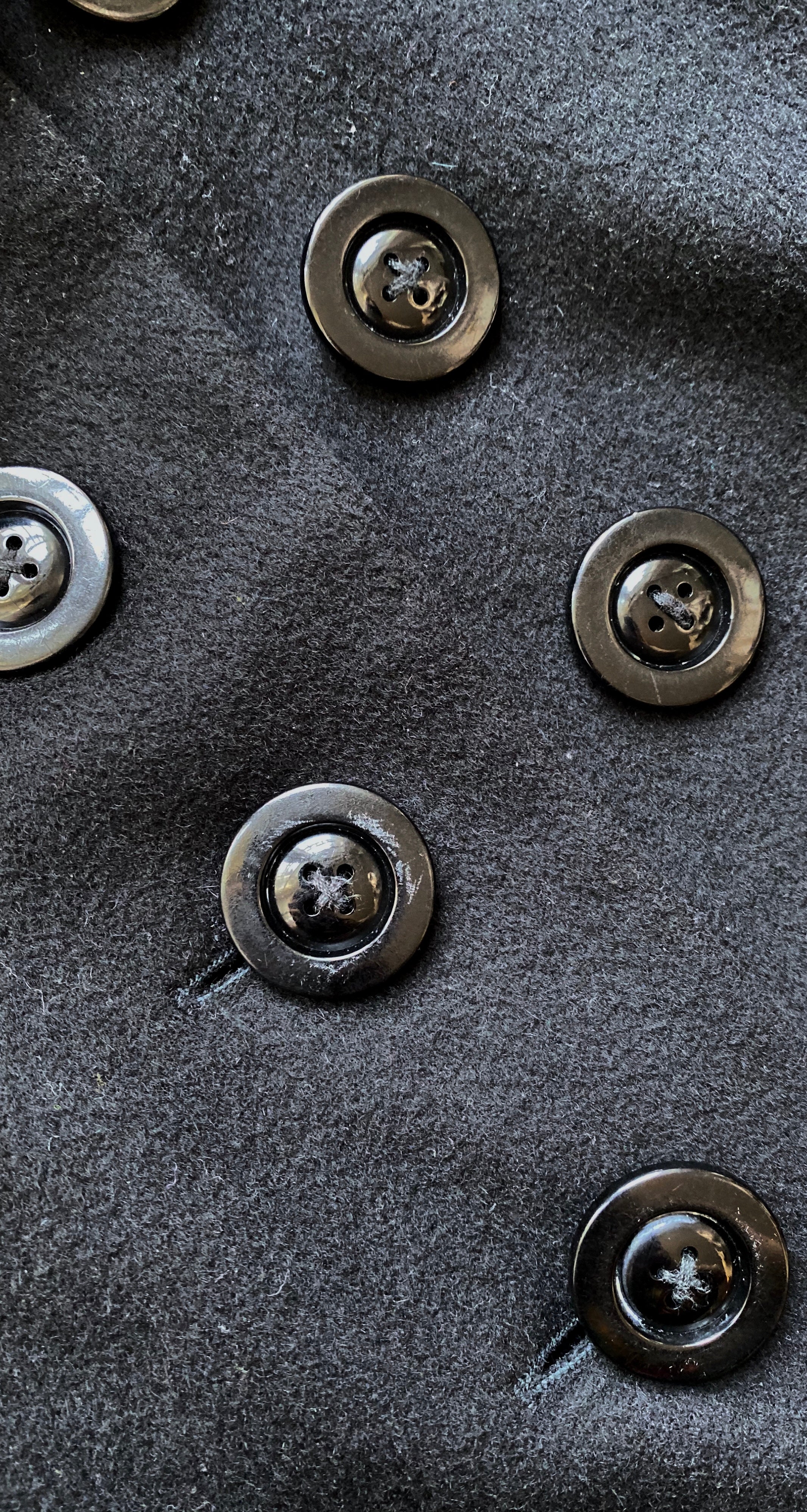 1980s Black Cashmere Fur Trim Double-Breasted Coat