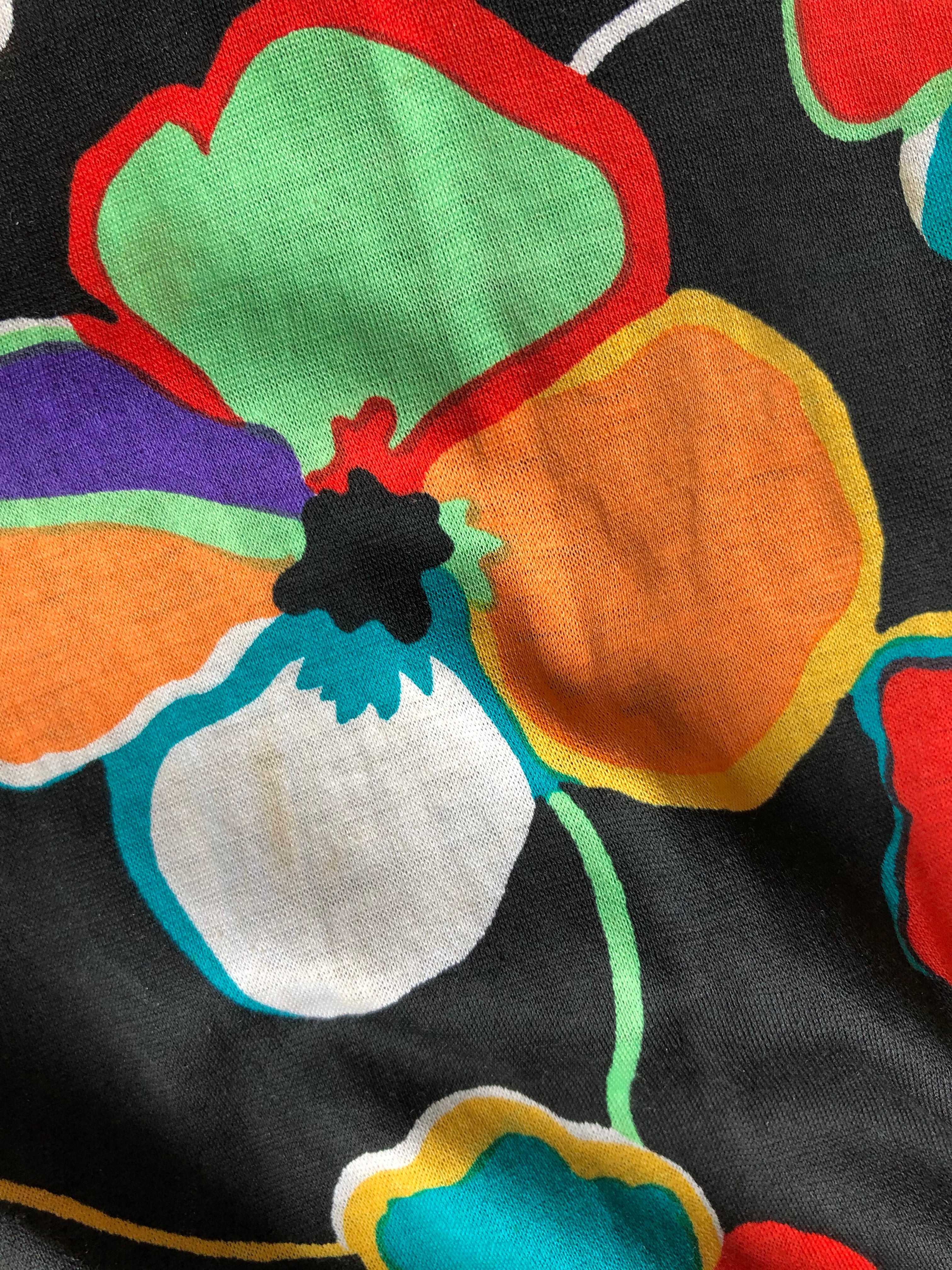 c. 1972 Knit and Floral Jersey Two-Piece Skirt Set