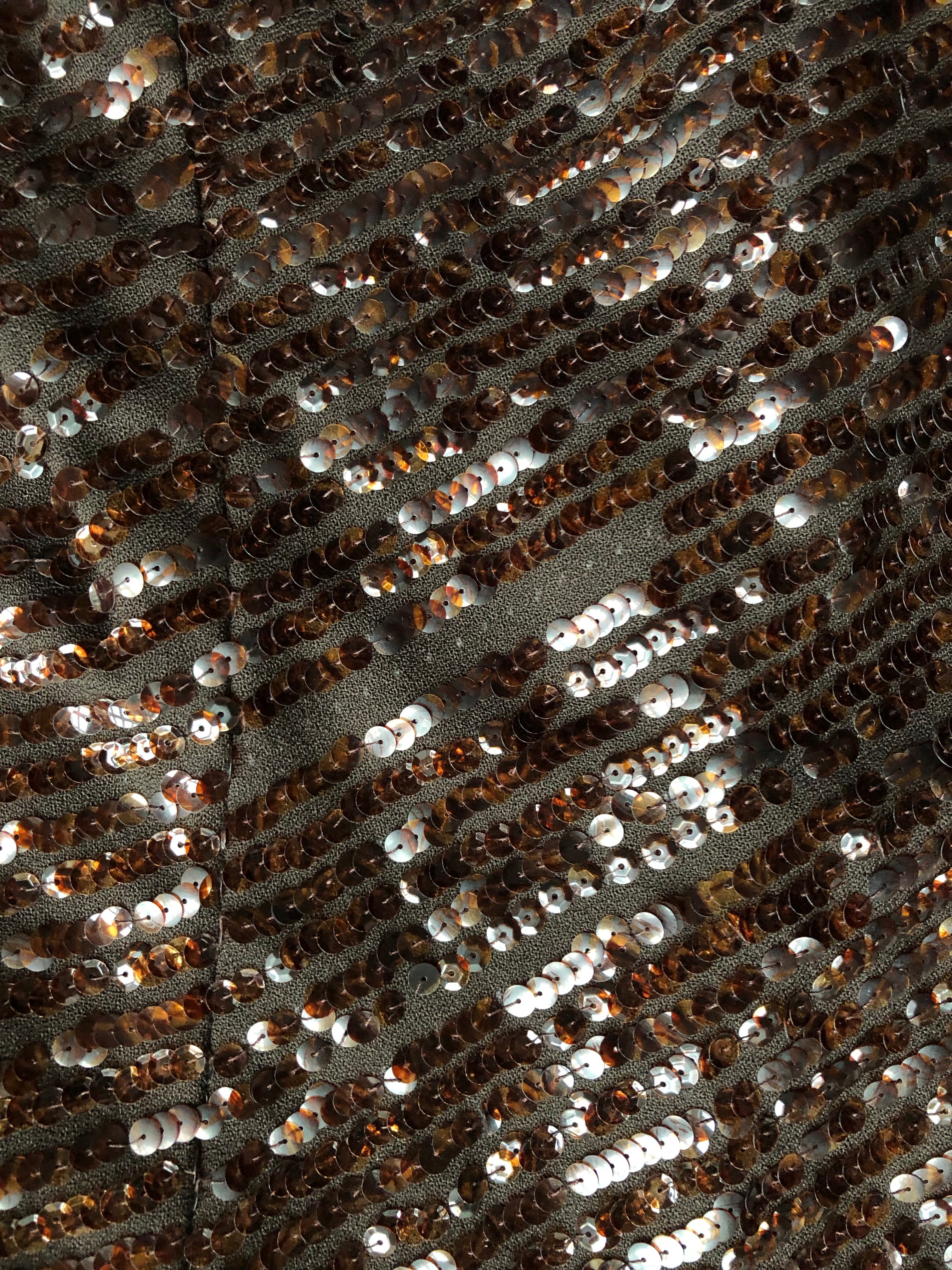 1970s Elinor Simmons Glam Brown Sequin & Crepe Jacket