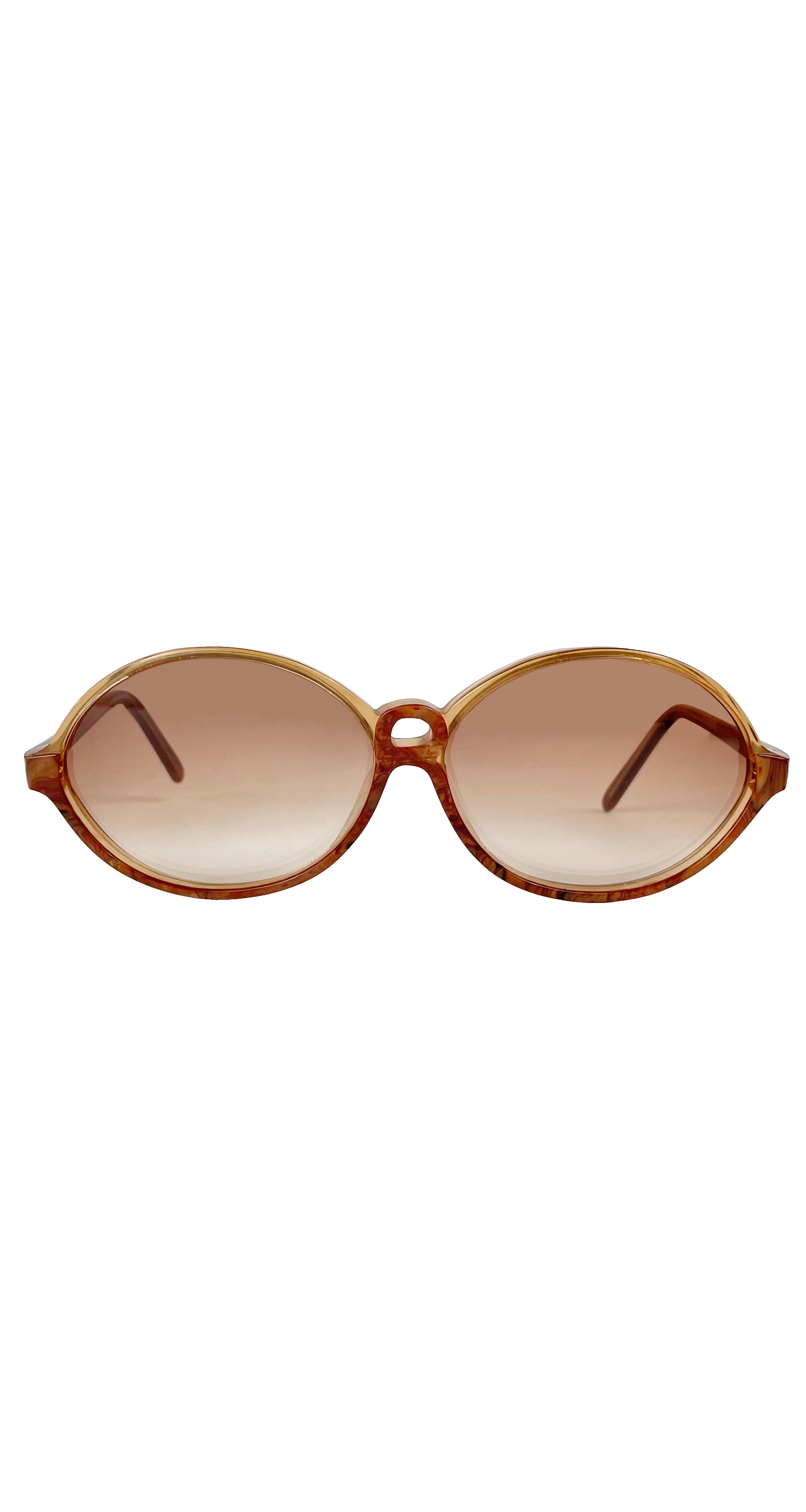1970s R-Shaped Brown Marble Oval Sunglasses