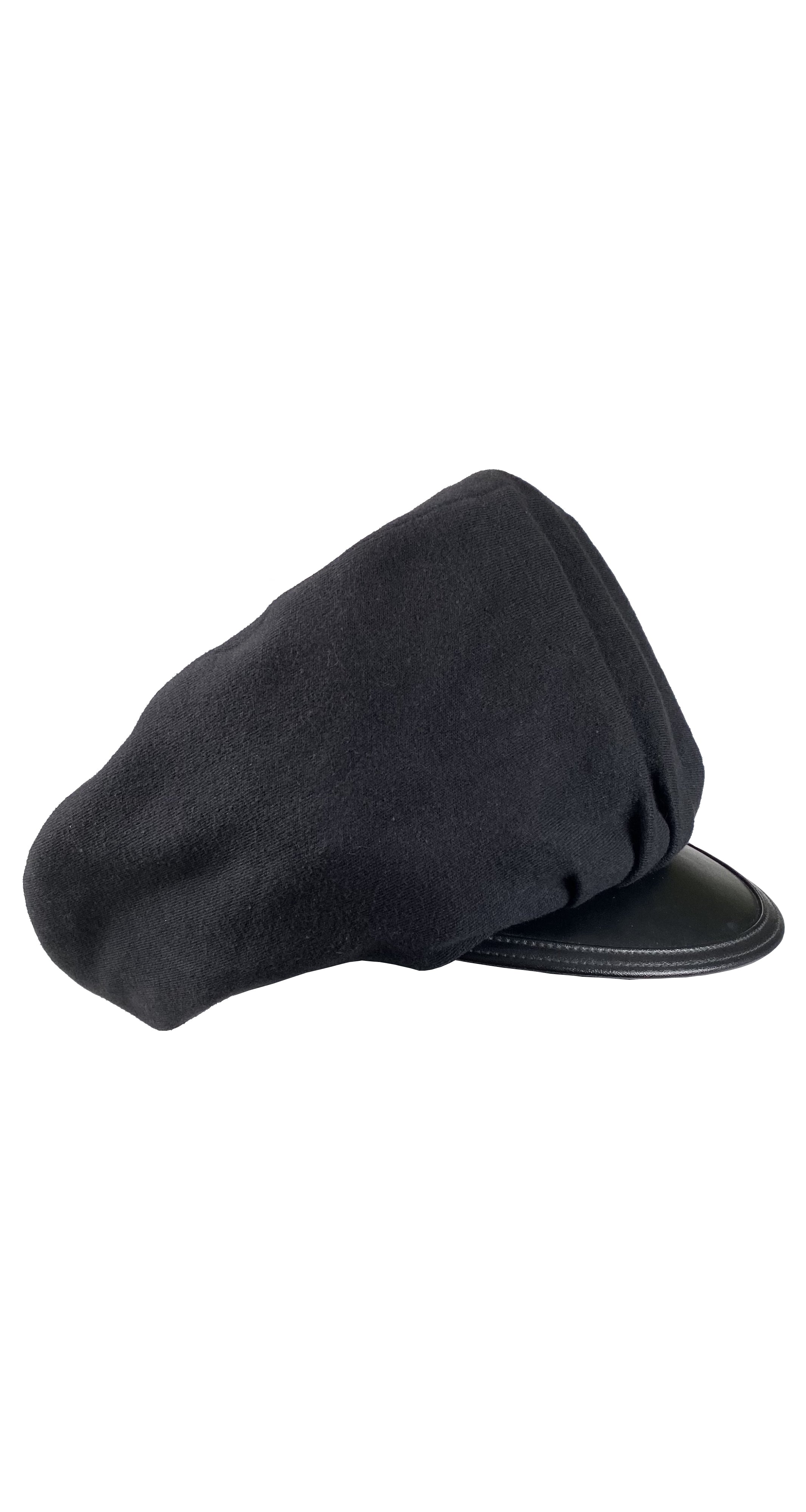 1990s Black Cotton Oversized Newsboy Cap