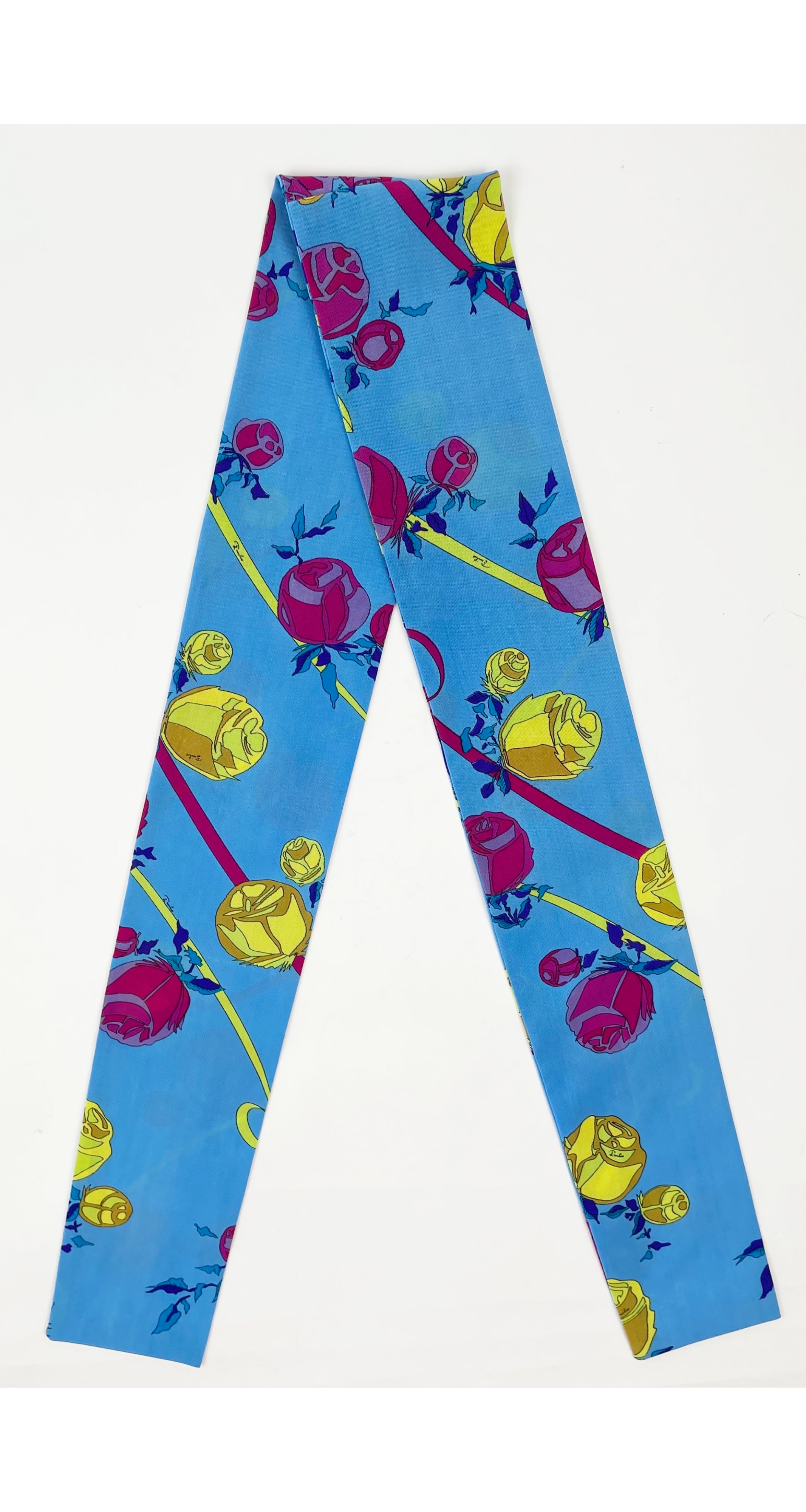 2000s Floral Blue Mesh Long Beach Sash