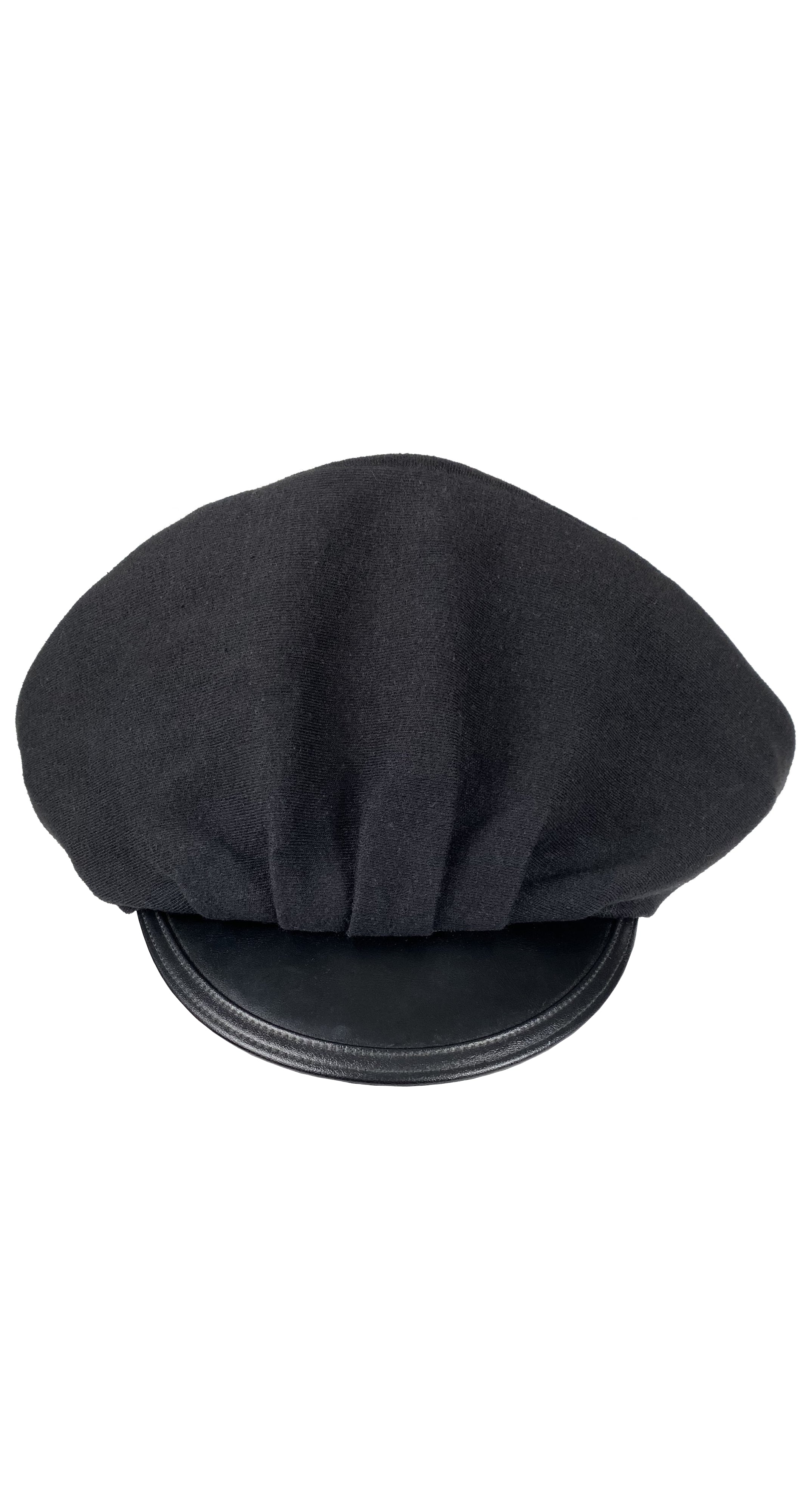 1990s Black Cotton Oversized Newsboy Cap
