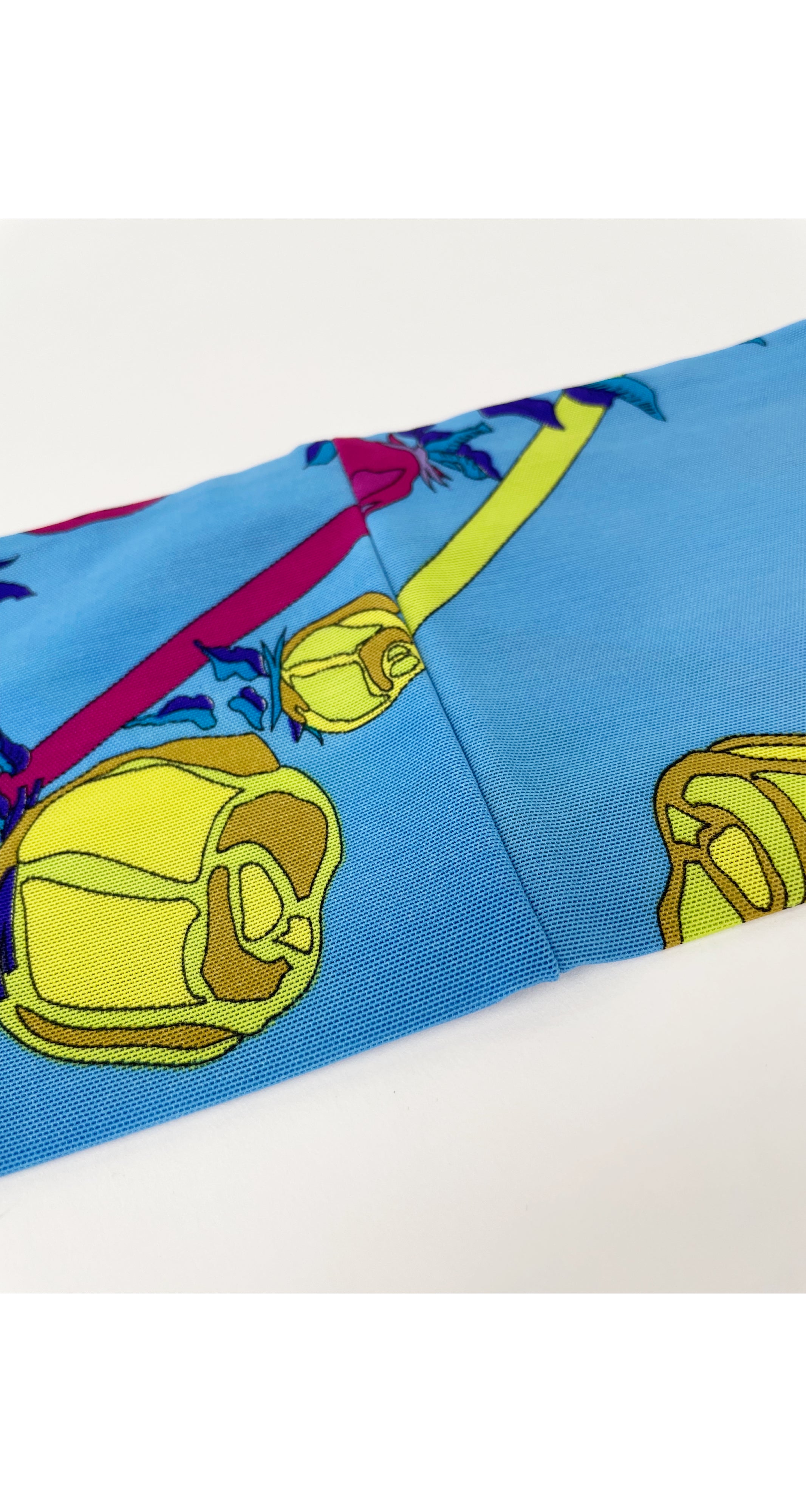 2000s Floral Blue Mesh Long Beach Sash