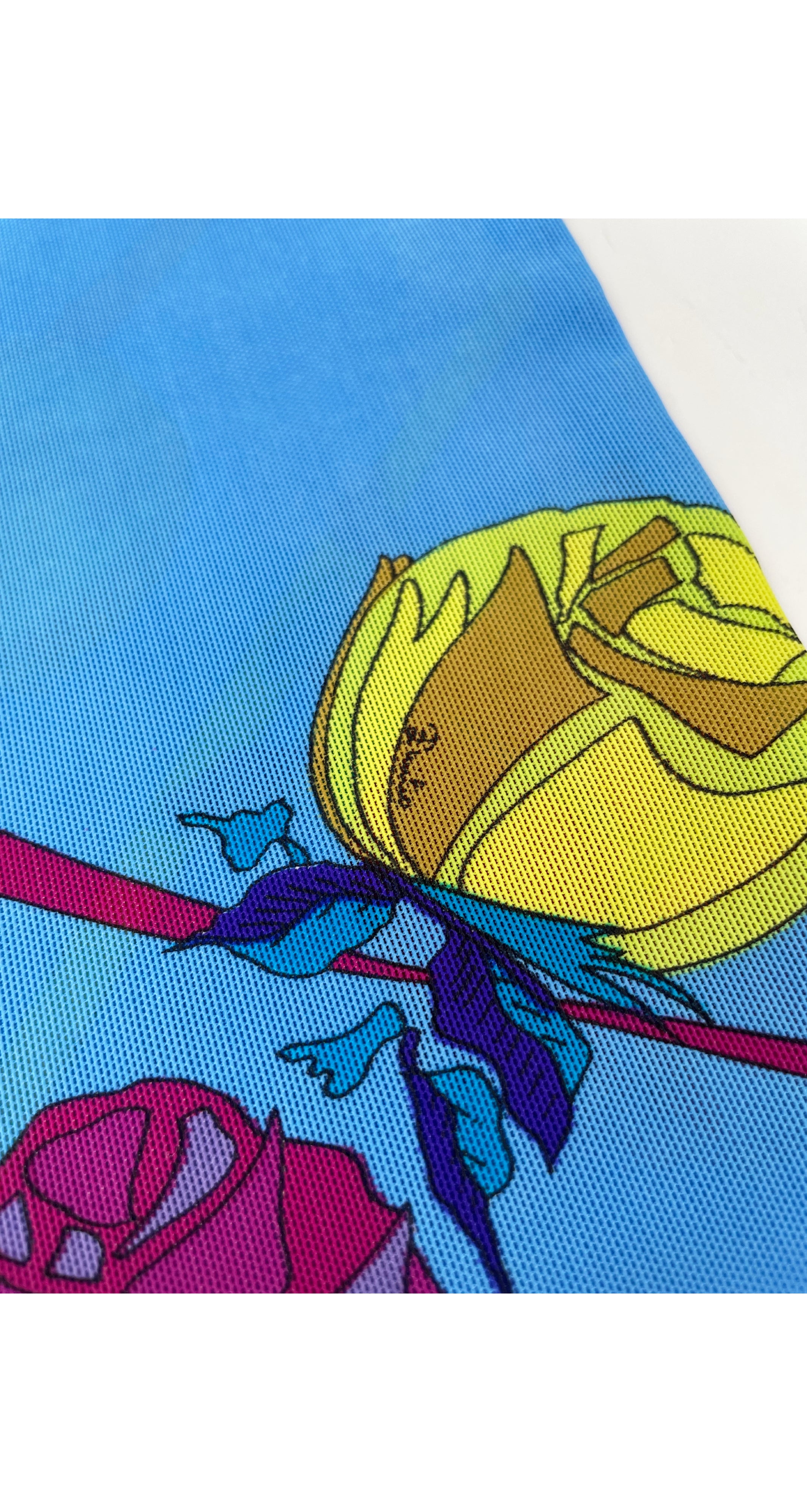 2000s Floral Blue Mesh Long Beach Sash