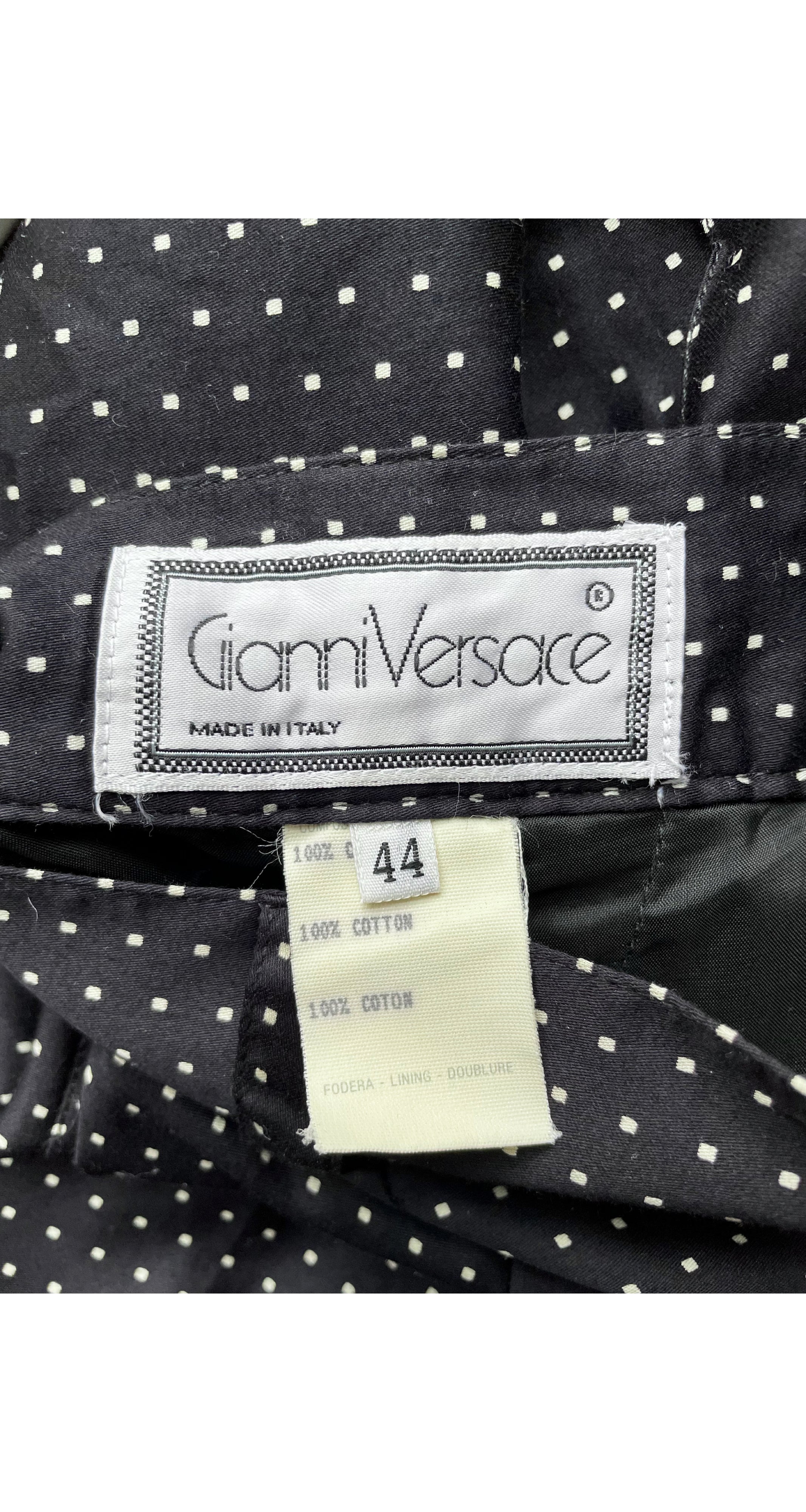 1988 S/S Geometric Print Black Cotton Tapered Pants