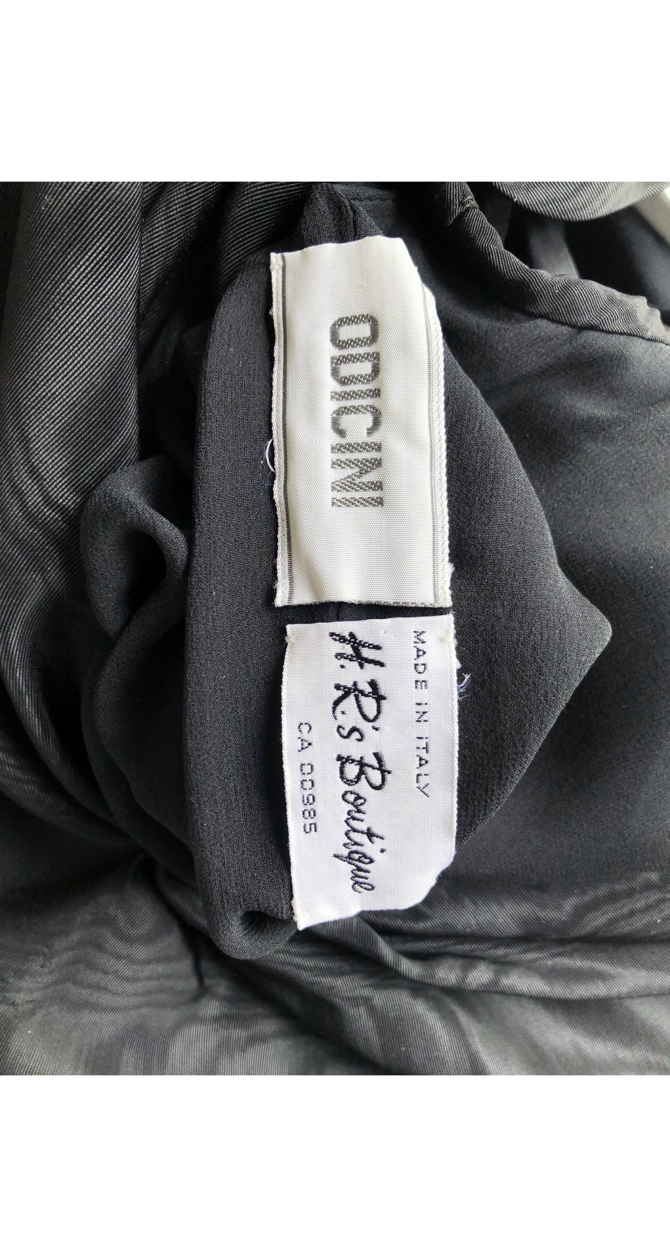 1980s Black Moire Taffeta Party Dress