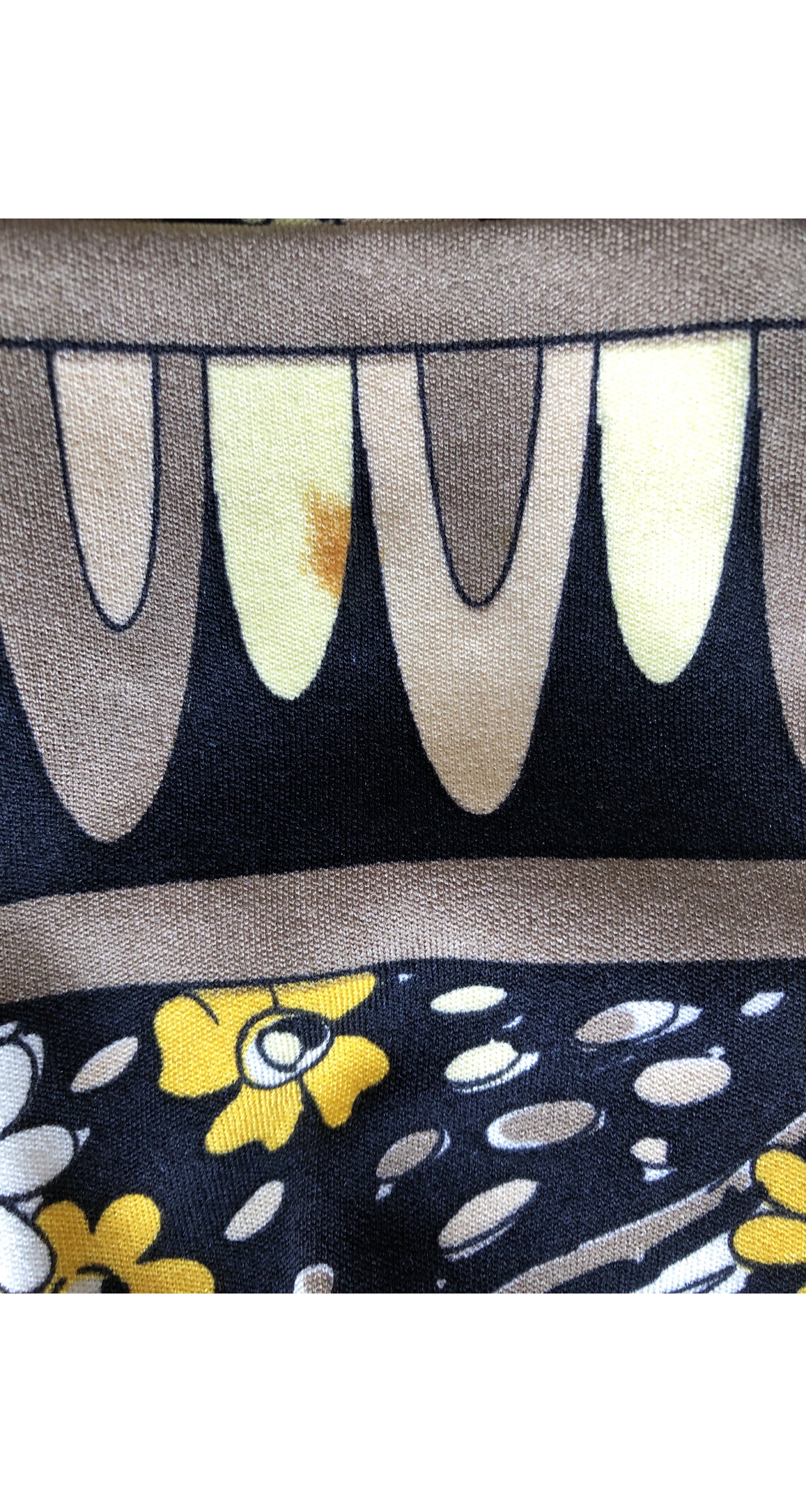 1970s Paris Novelty Print Jersey Maxi Dress