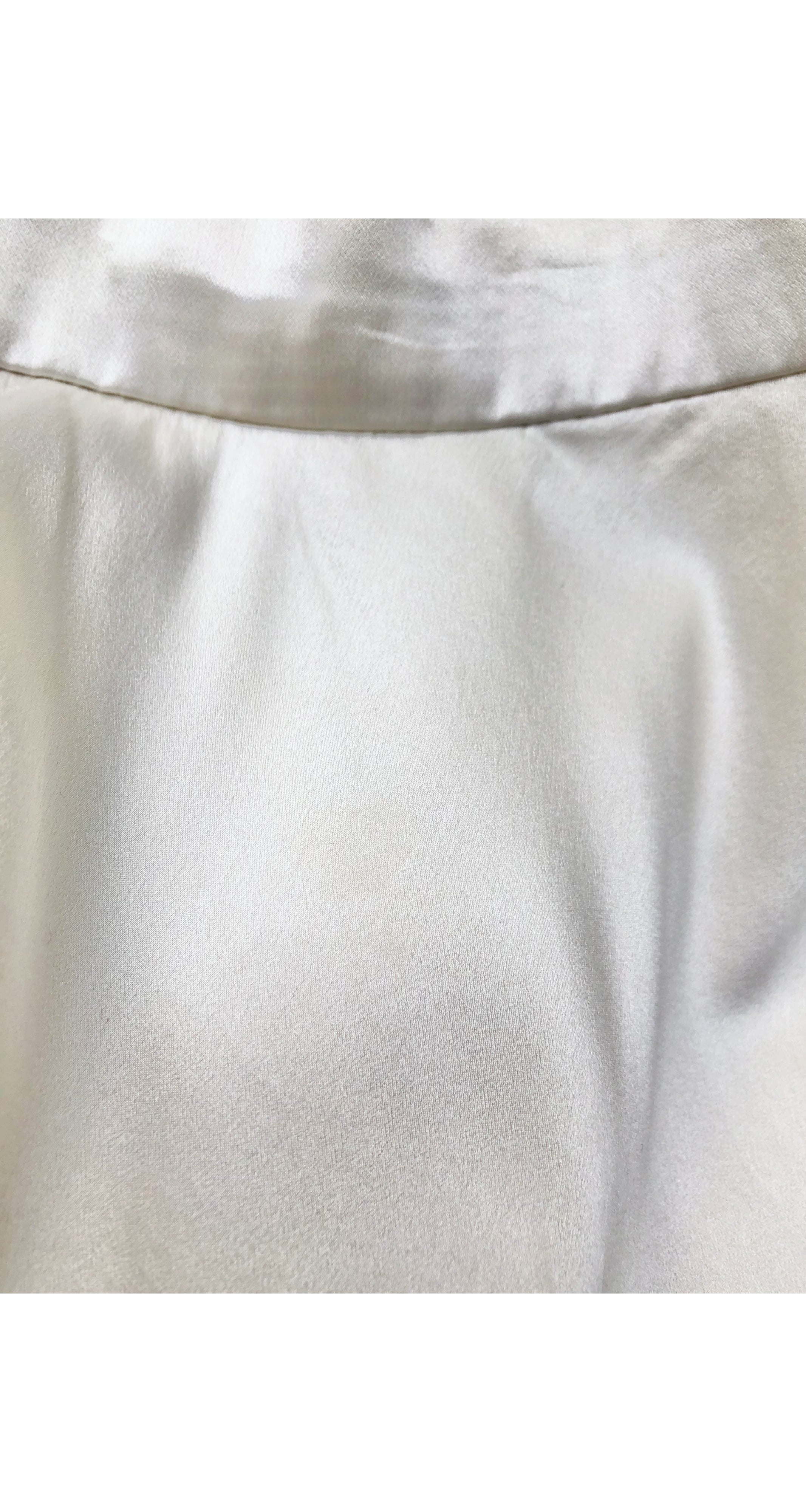 1970s Cream Silk Quilted Pocket High-Waisted Skirt