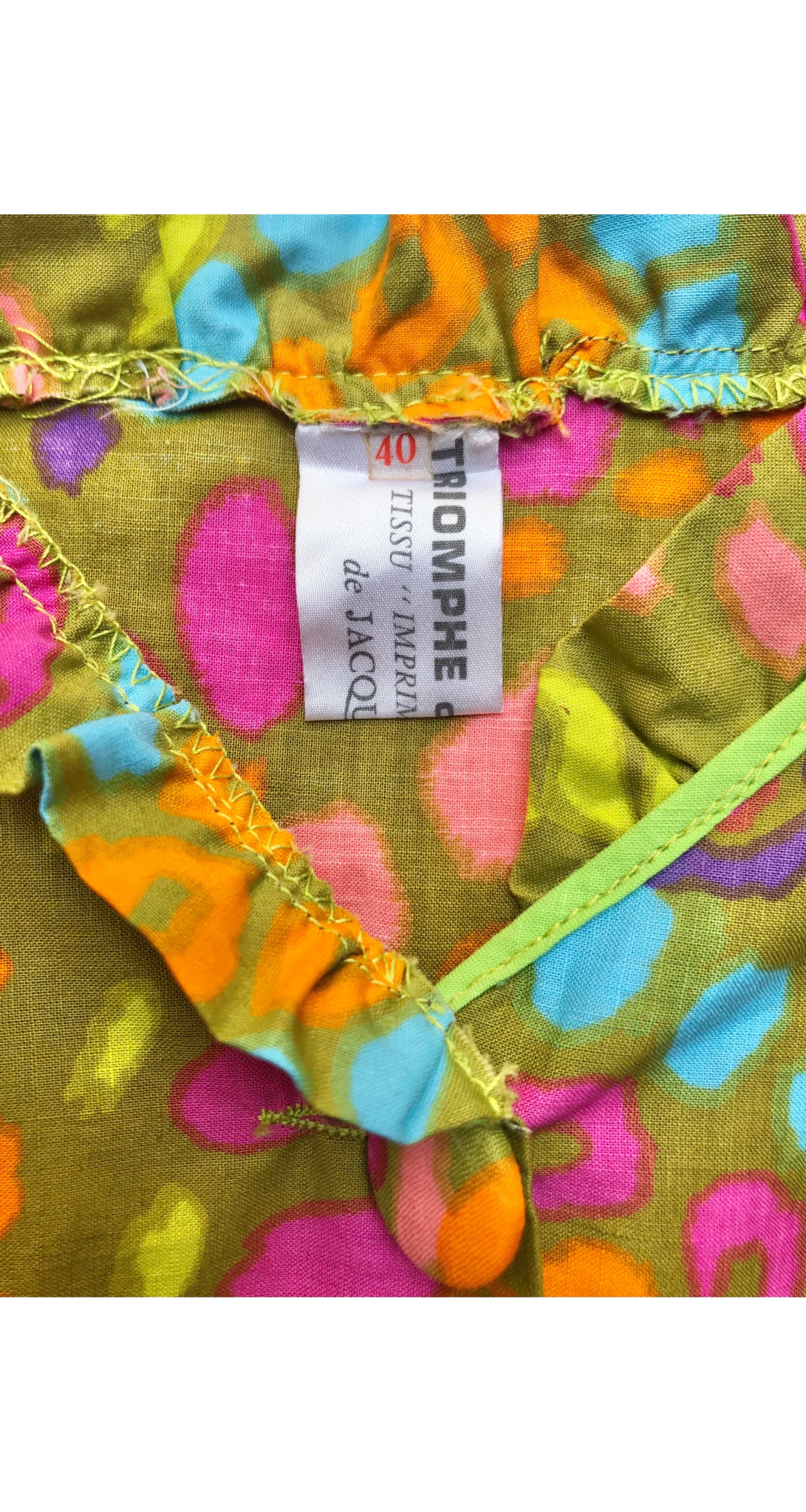 1960s Mod Chartreuse Cotton Ruffle Beach Dress