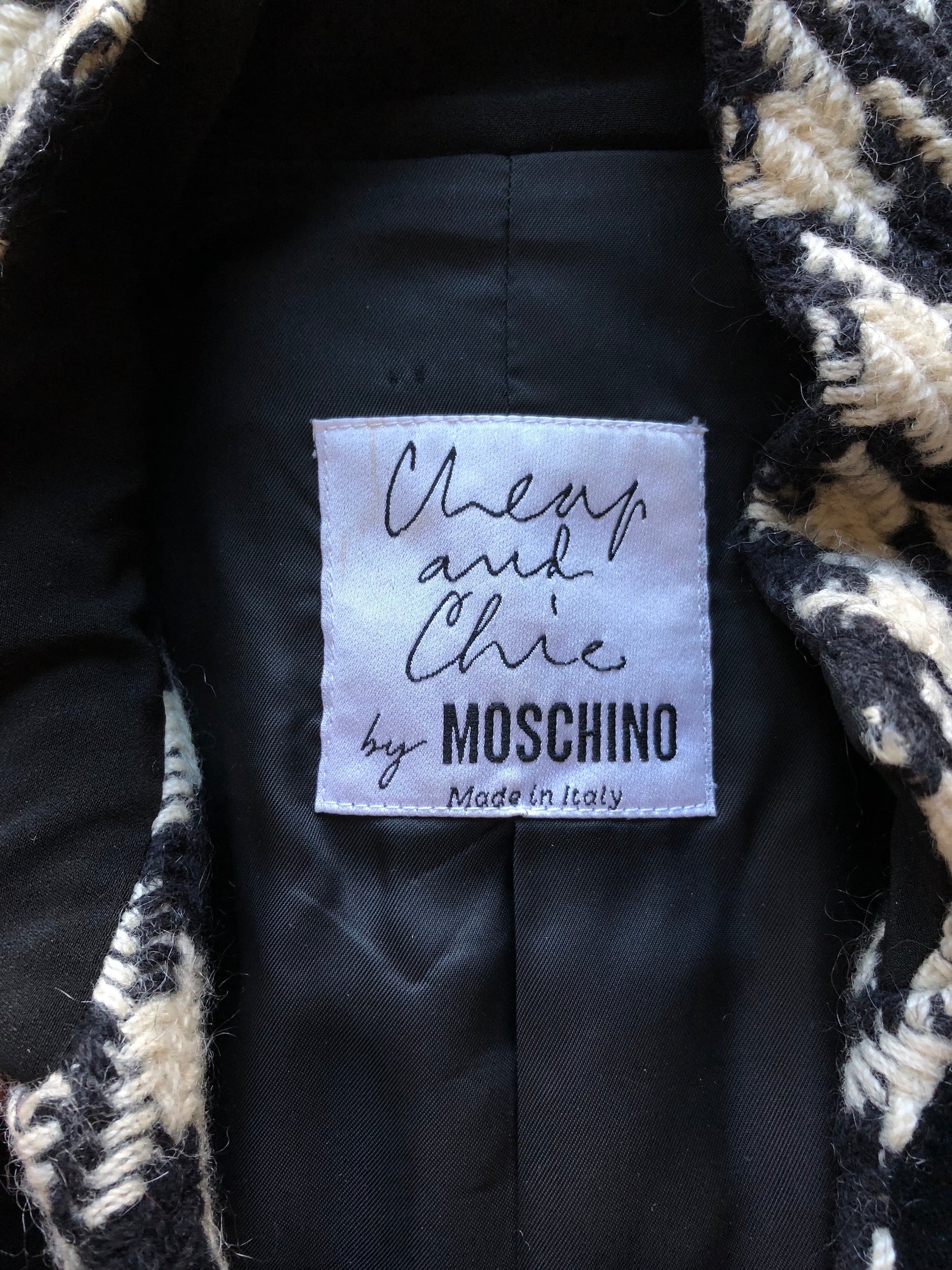 1980s Cheap and Chic Velvet Question Mark & Wool Houndstooth Jacket