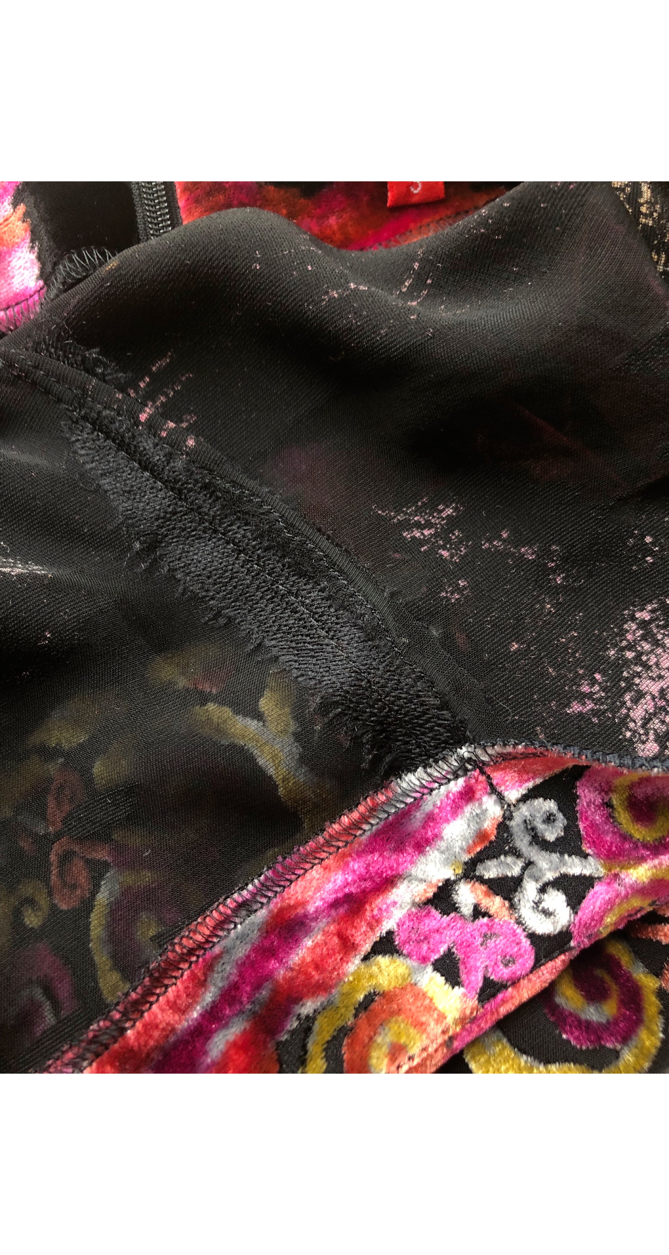 1990s Devoré Velvet Chiffon Wide-Leg Pants