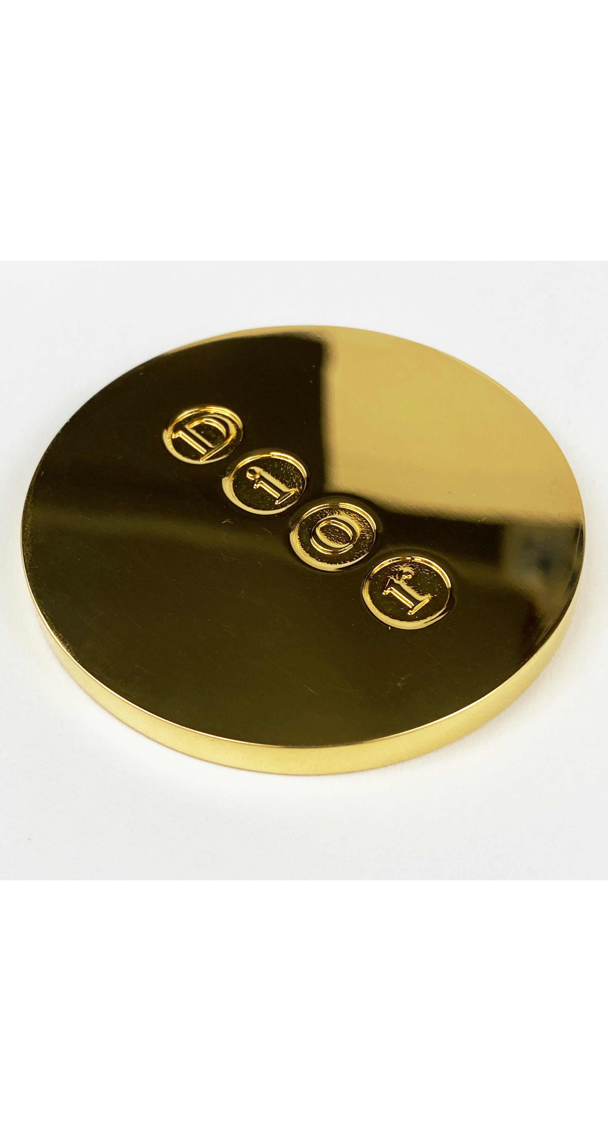 1980s "DIOR" Signed Gold Metal Compact Mirror