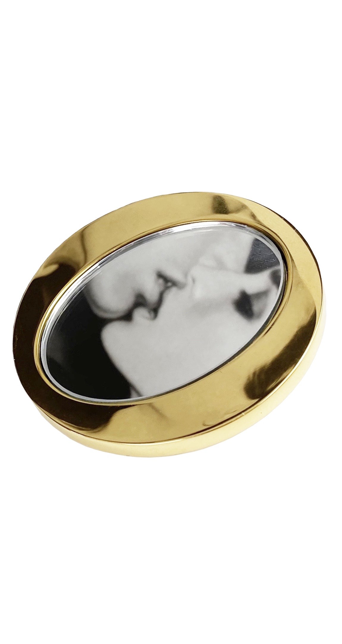 1980s "DIOR" Signed Gold Metal Compact Mirror