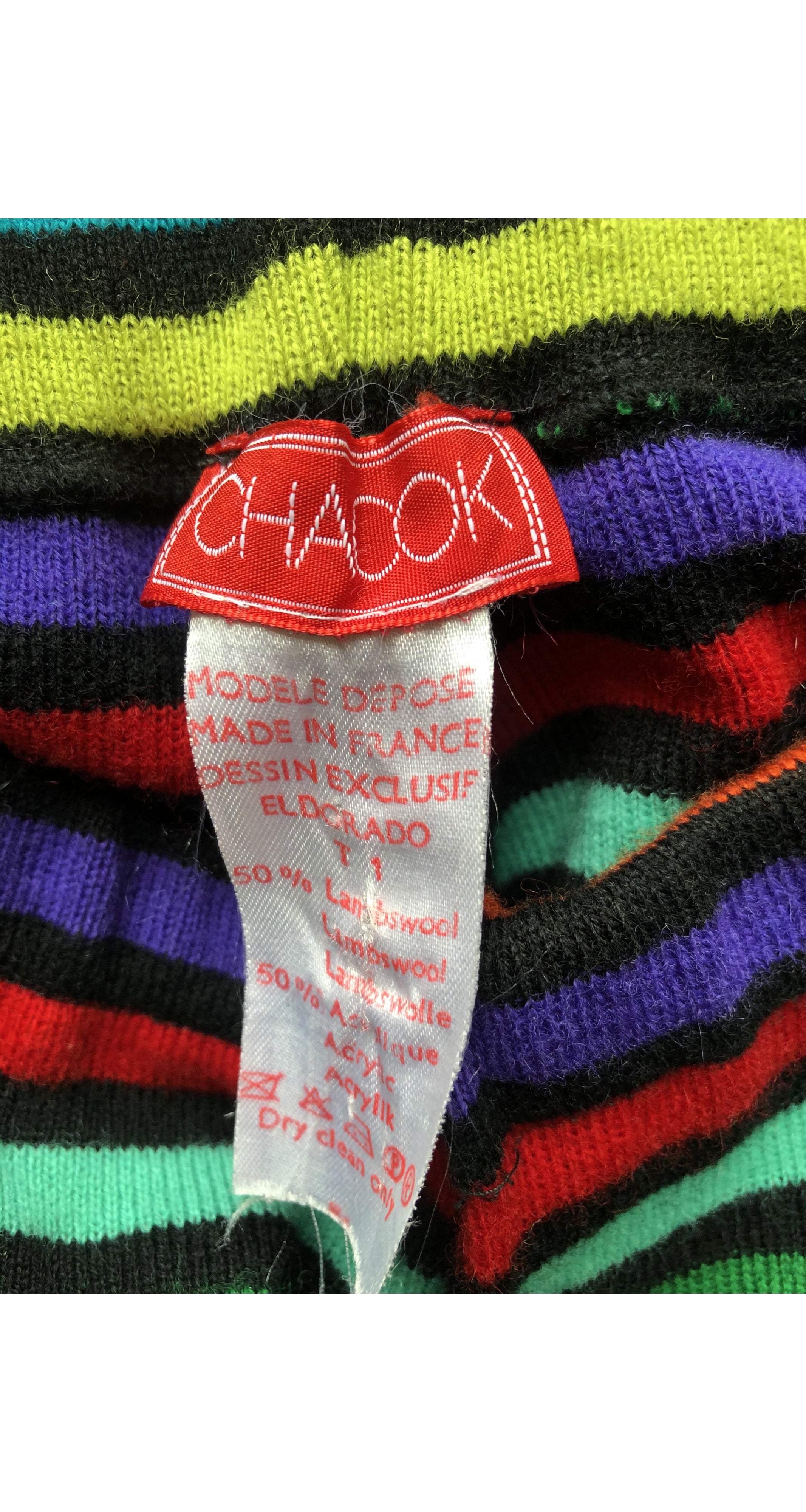 1989 Multicolor Striped Wool Knit Wide-Leg Pants