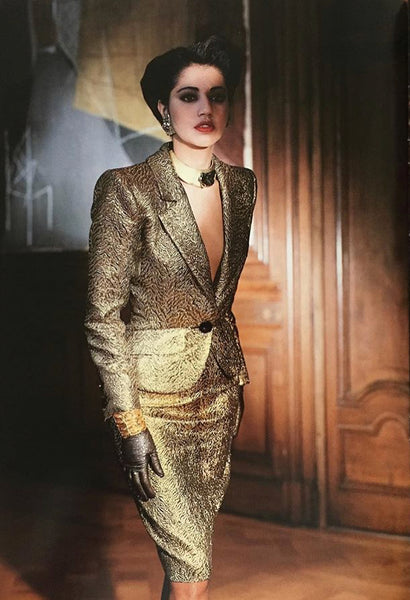 Yves Saint Laurent 1980s Opium Ad Campaign Gold Brocade Jacket
