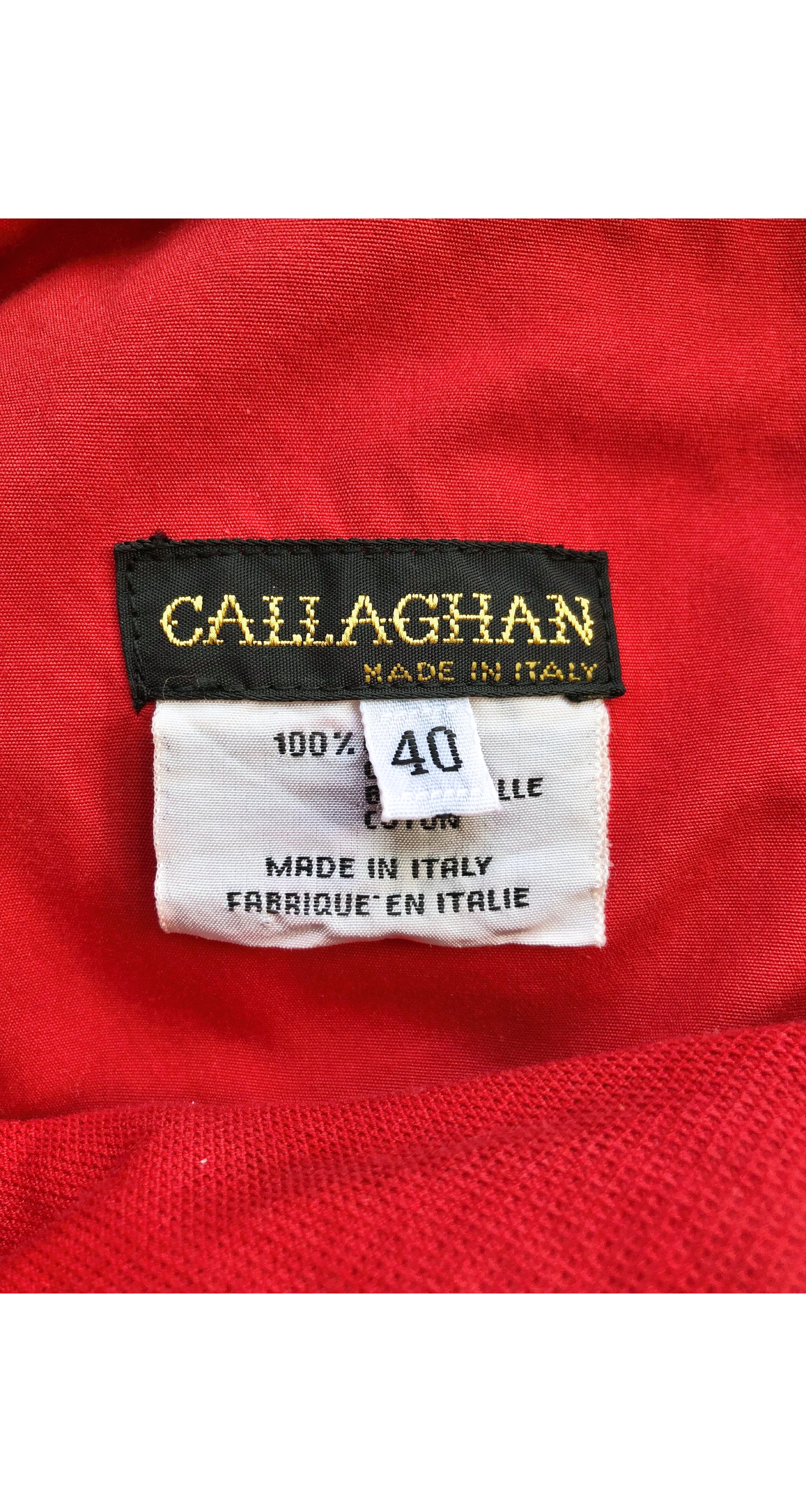 1980s Ruched Red Cotton High-Waisted Skirt