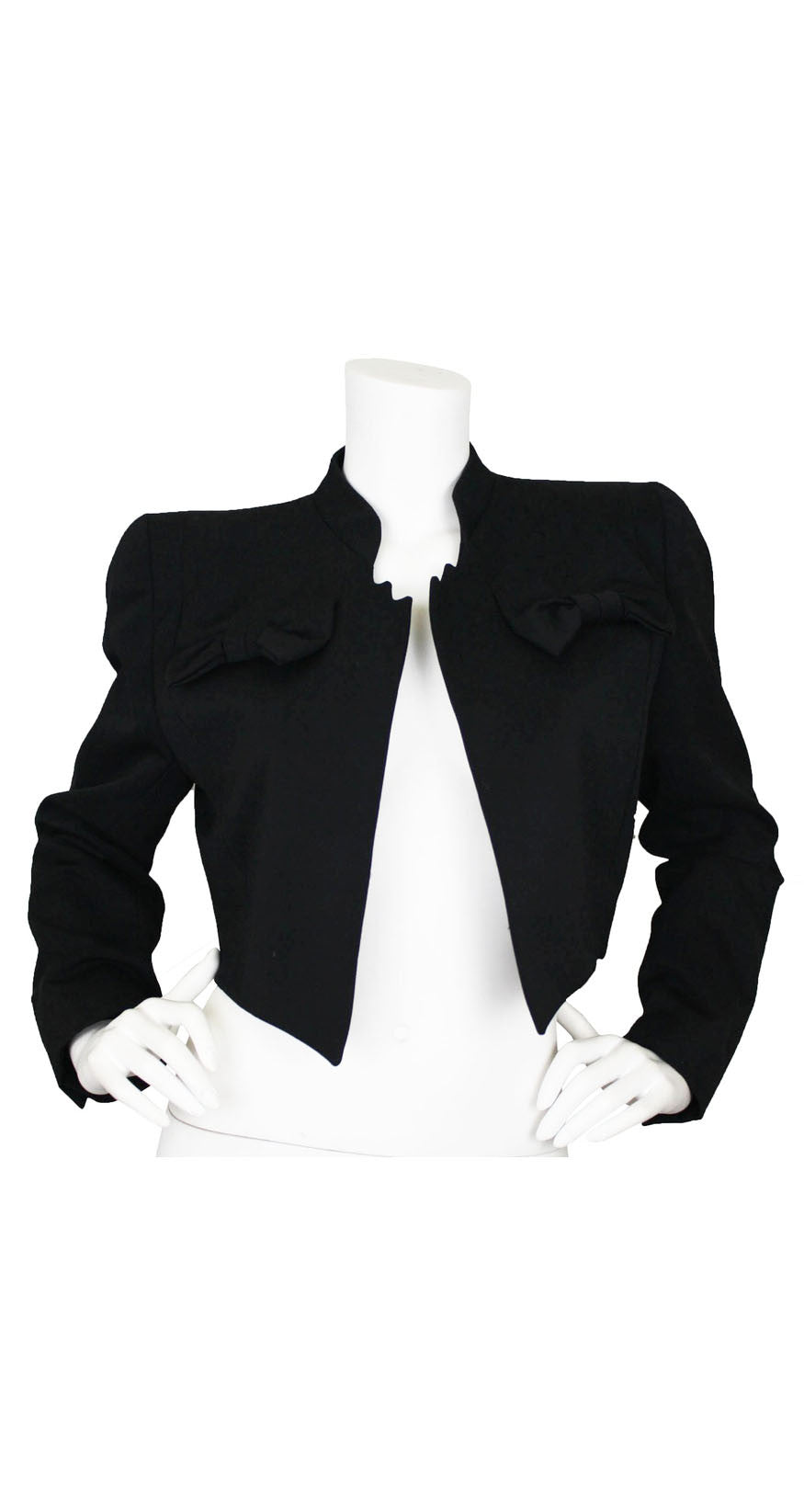 Couture 1980s Black Wool Bow Jacket