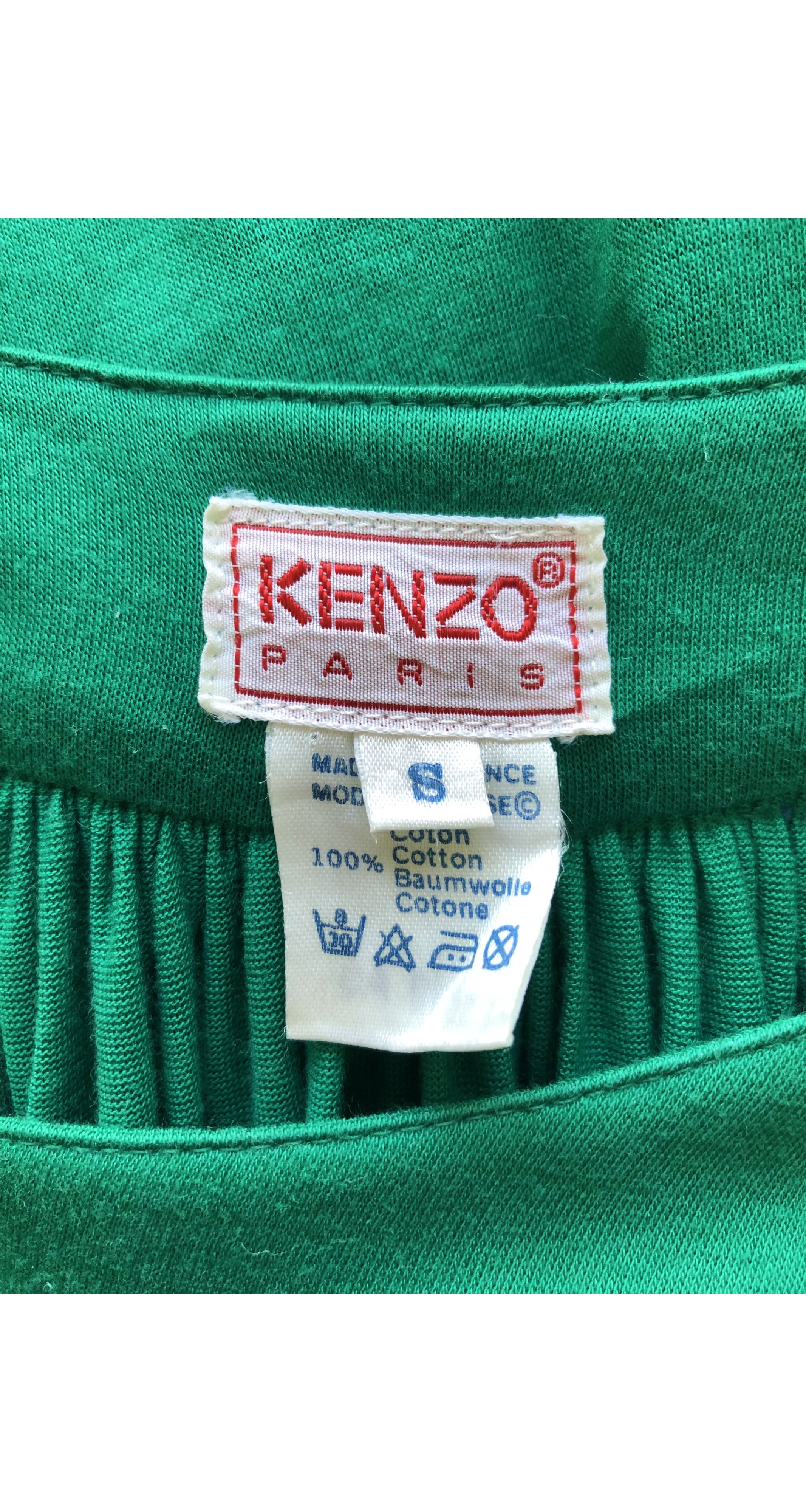 1980s Green Cotton Jersey Balloon Sleeve Dress