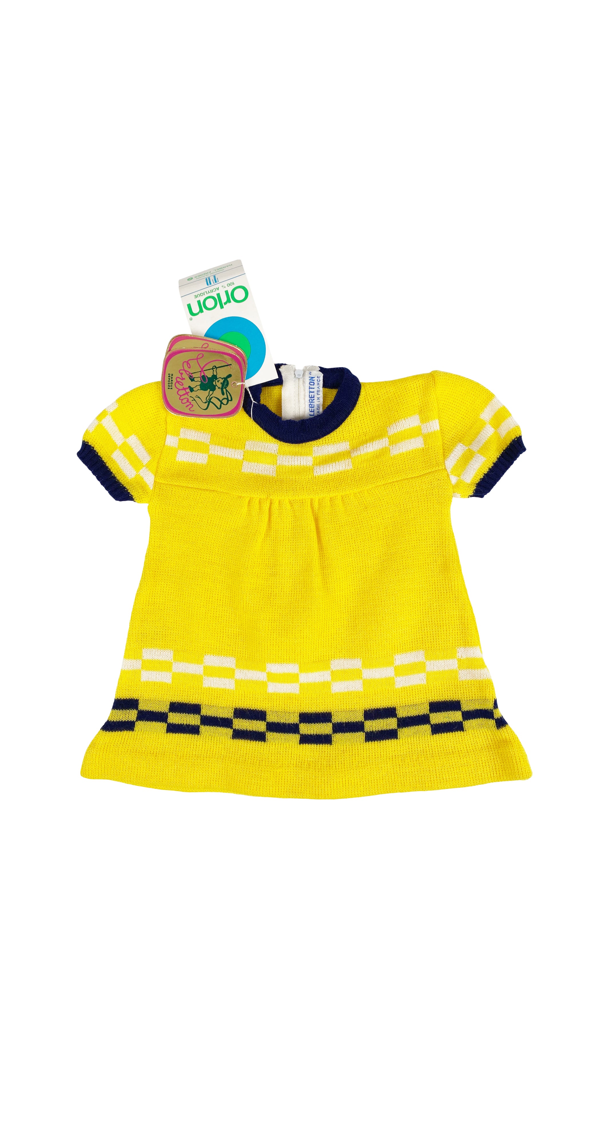 1970s NOS Girl's Yellow Knit Dress 3M