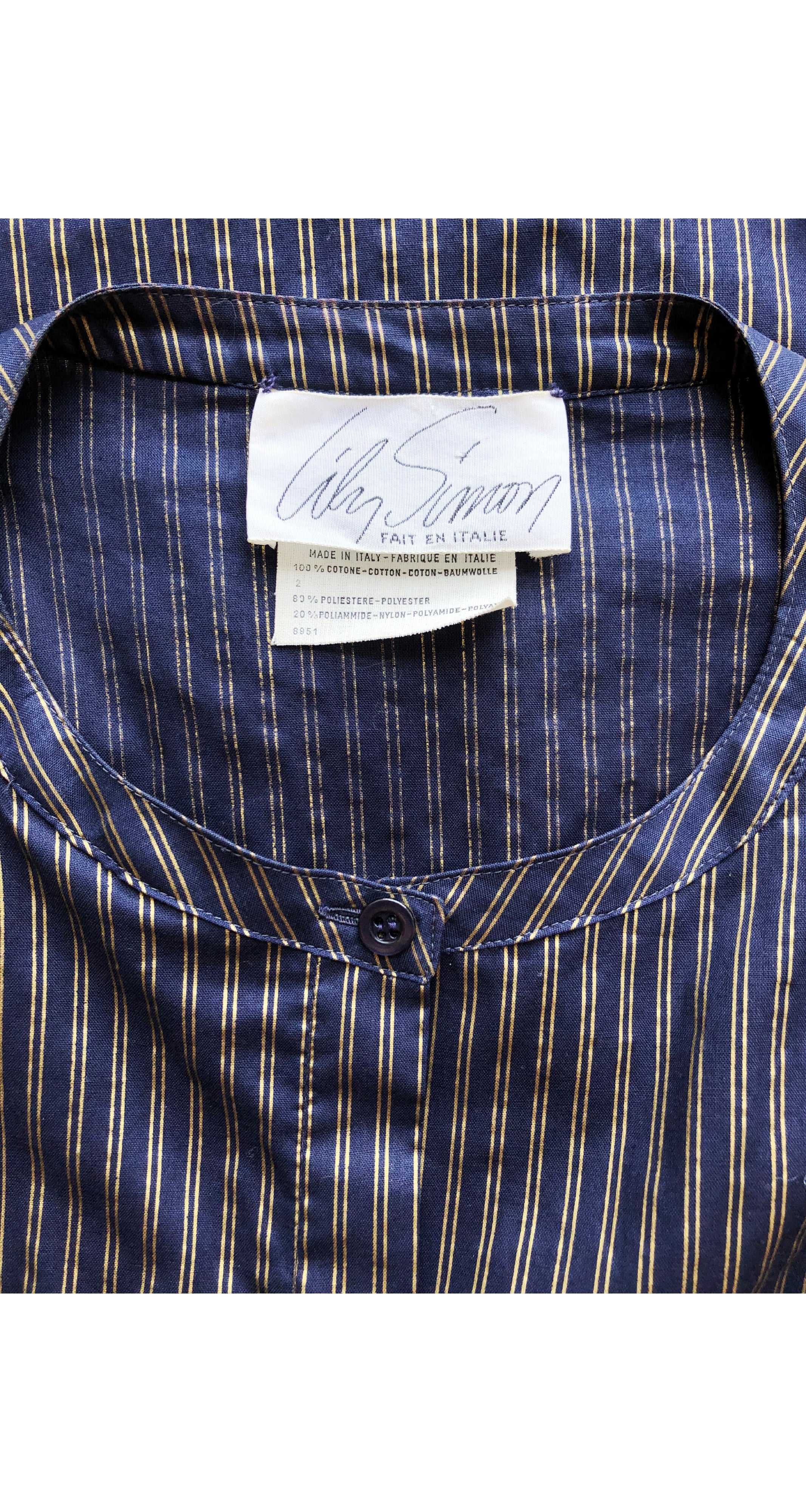 1982 Documented Gold Metallic Pinstripe Blouse