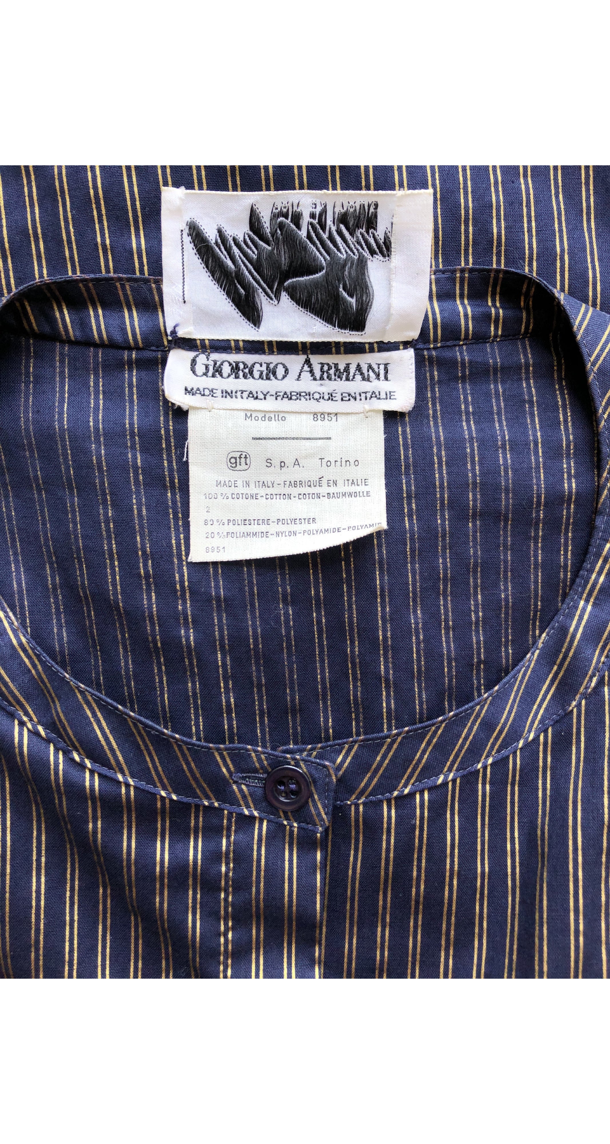 1982 Documented Gold Metallic Pinstripe Blouse