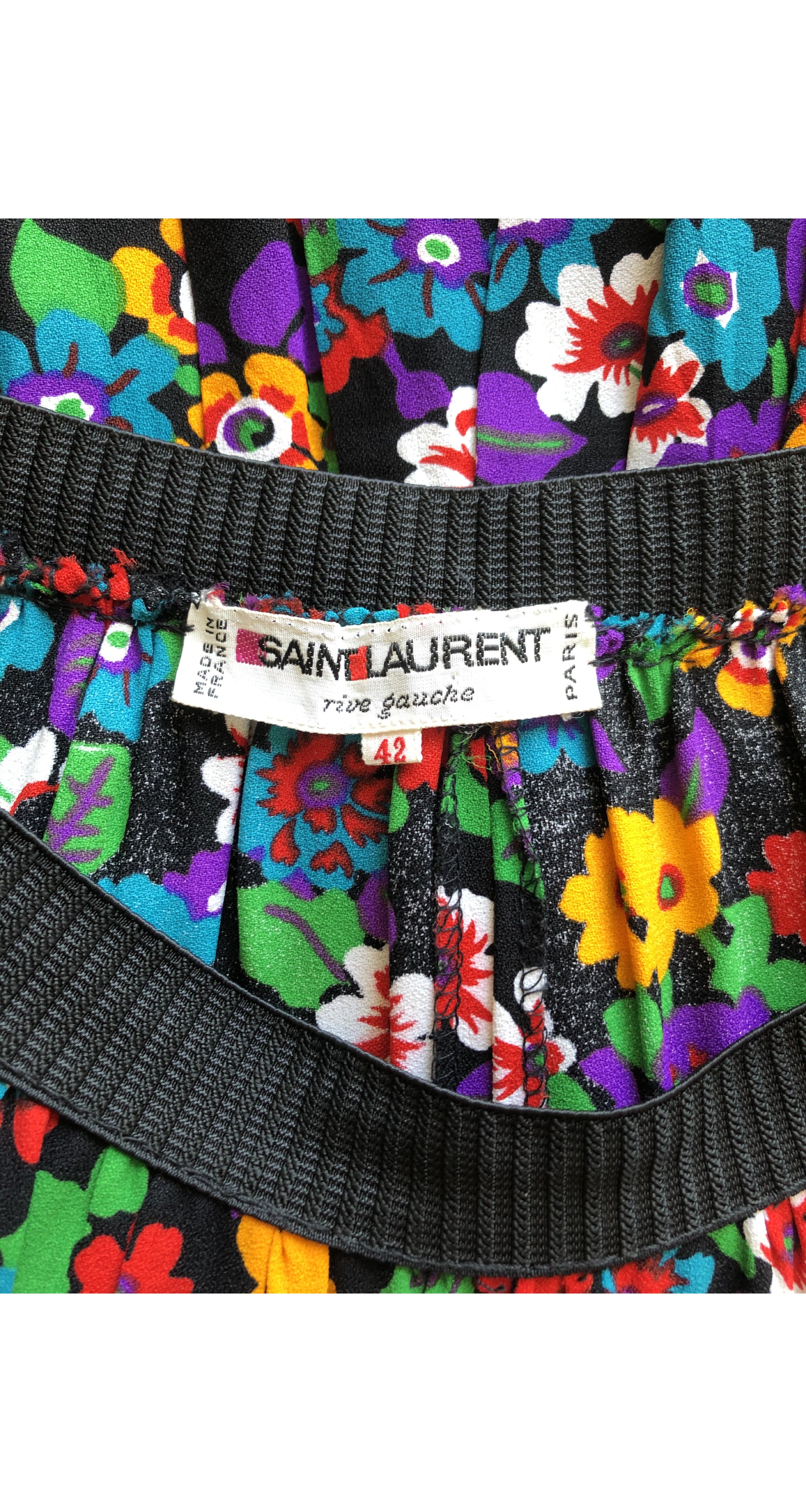 1977 S/S Runway Floral Ruffle Crepe Skirt
