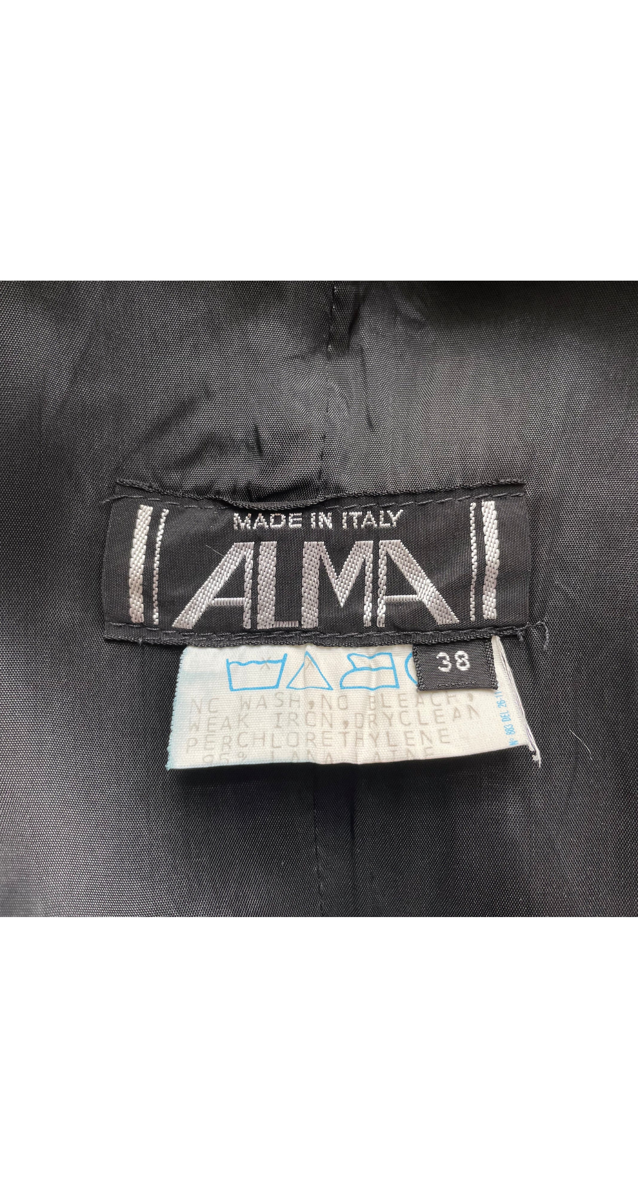 1980s Black Wool Crepe Fringe Wrap Dress