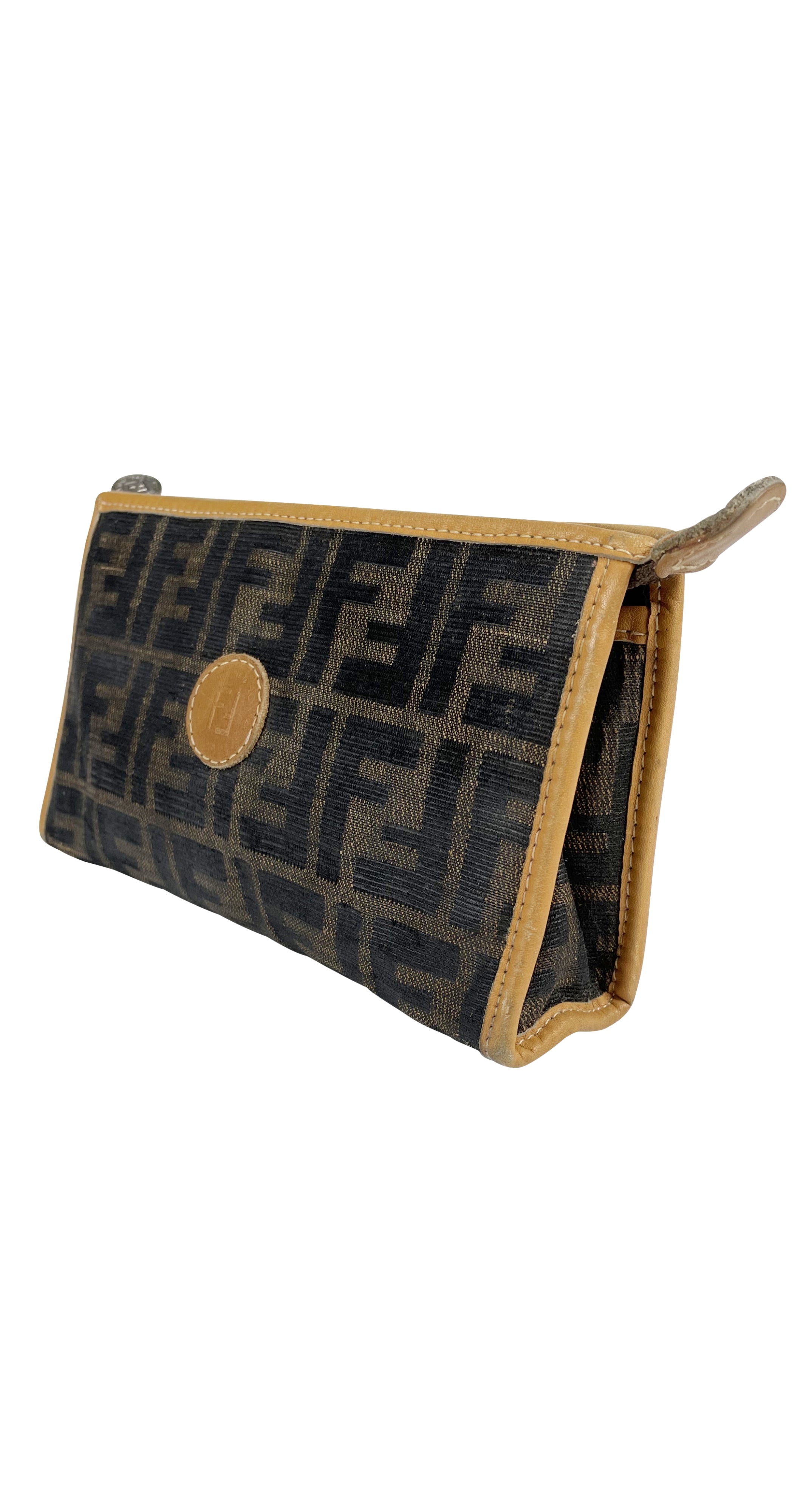 1970s Zucca Canvas Leather Trim Cosmetic Pouch