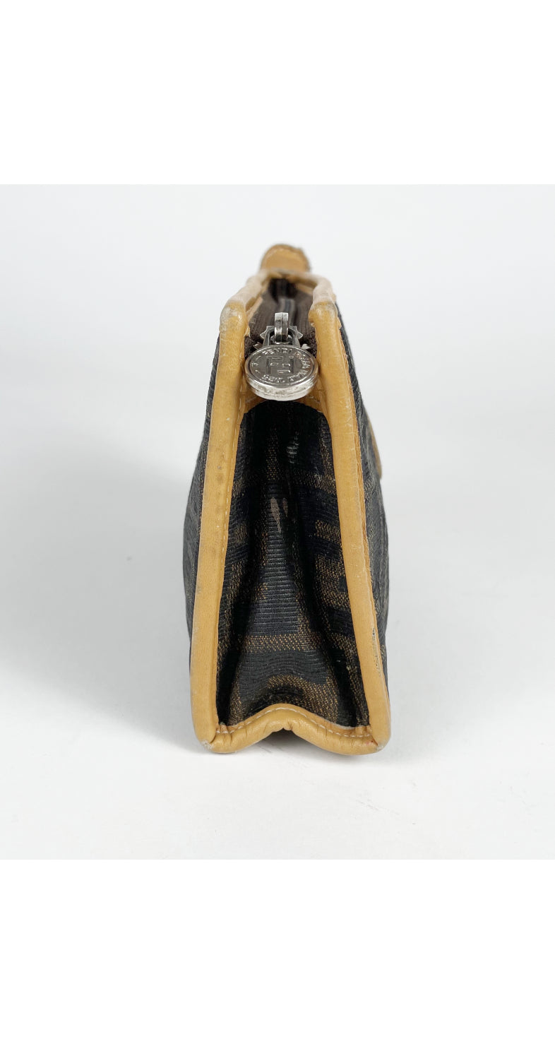 1970s Zucca Canvas Leather Trim Cosmetic Pouch