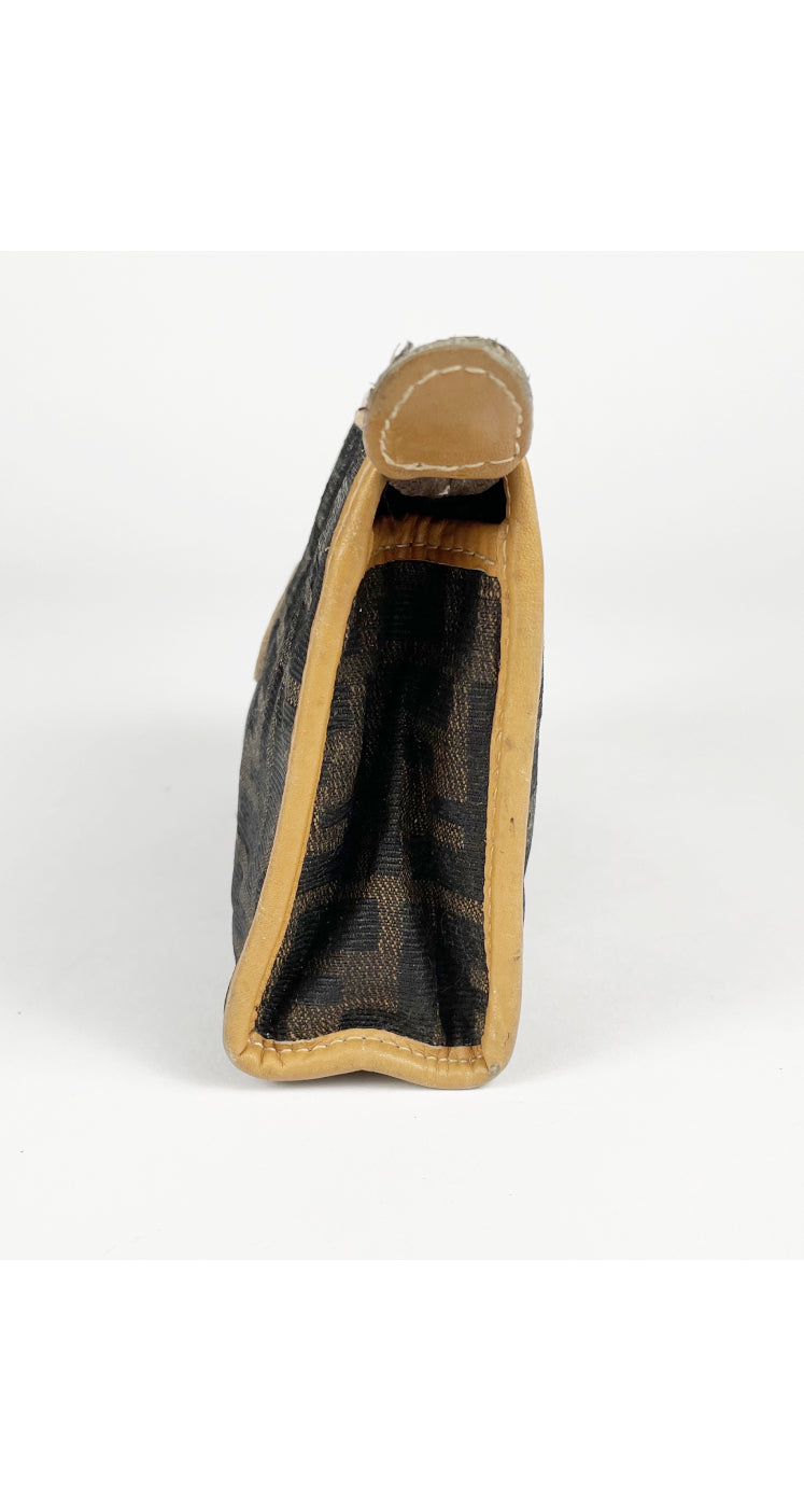 1970s Zucca Canvas Leather Trim Cosmetic Pouch