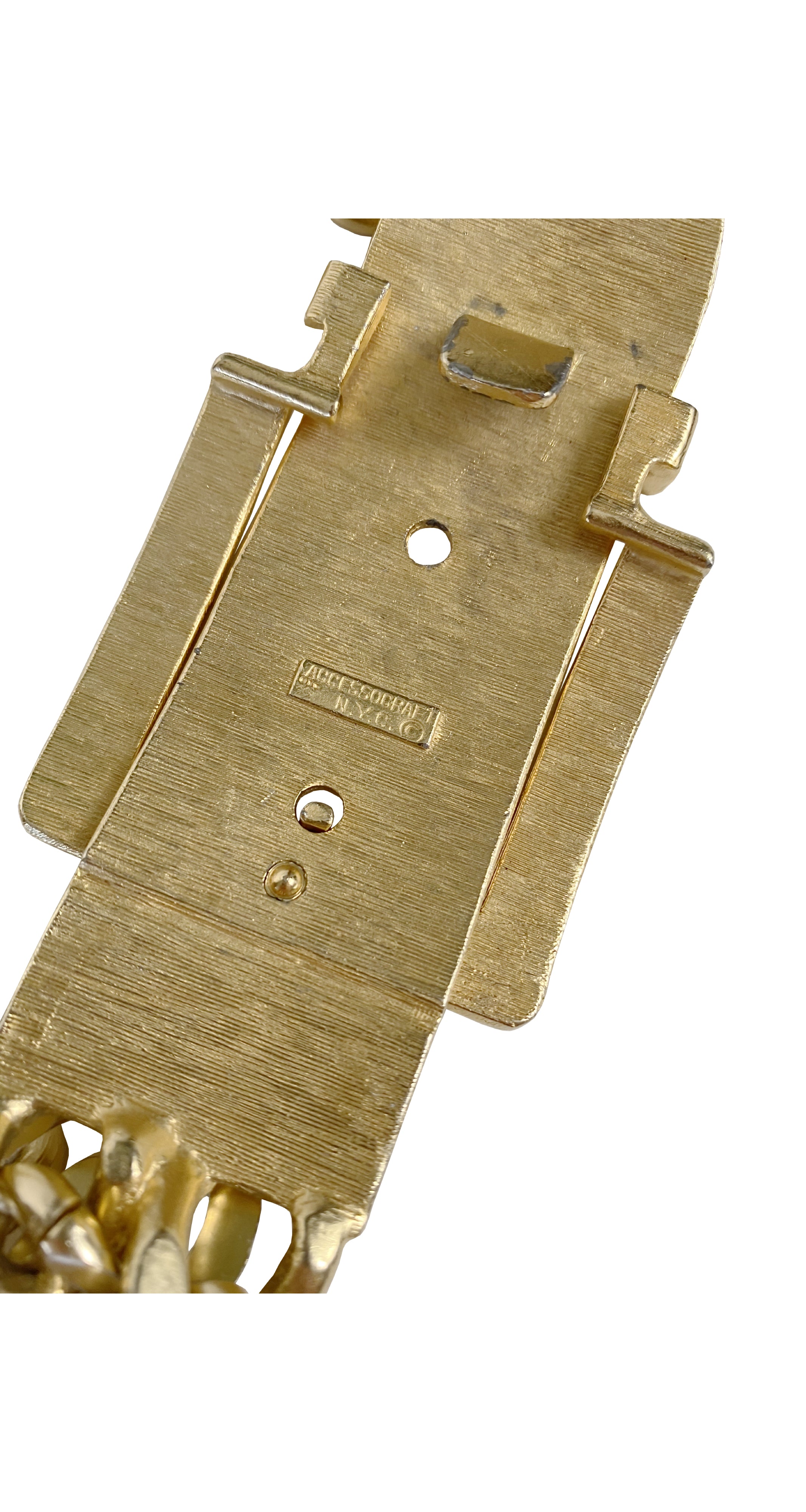 1970s Gold Trompe L'oeil Buckle Chain Belt