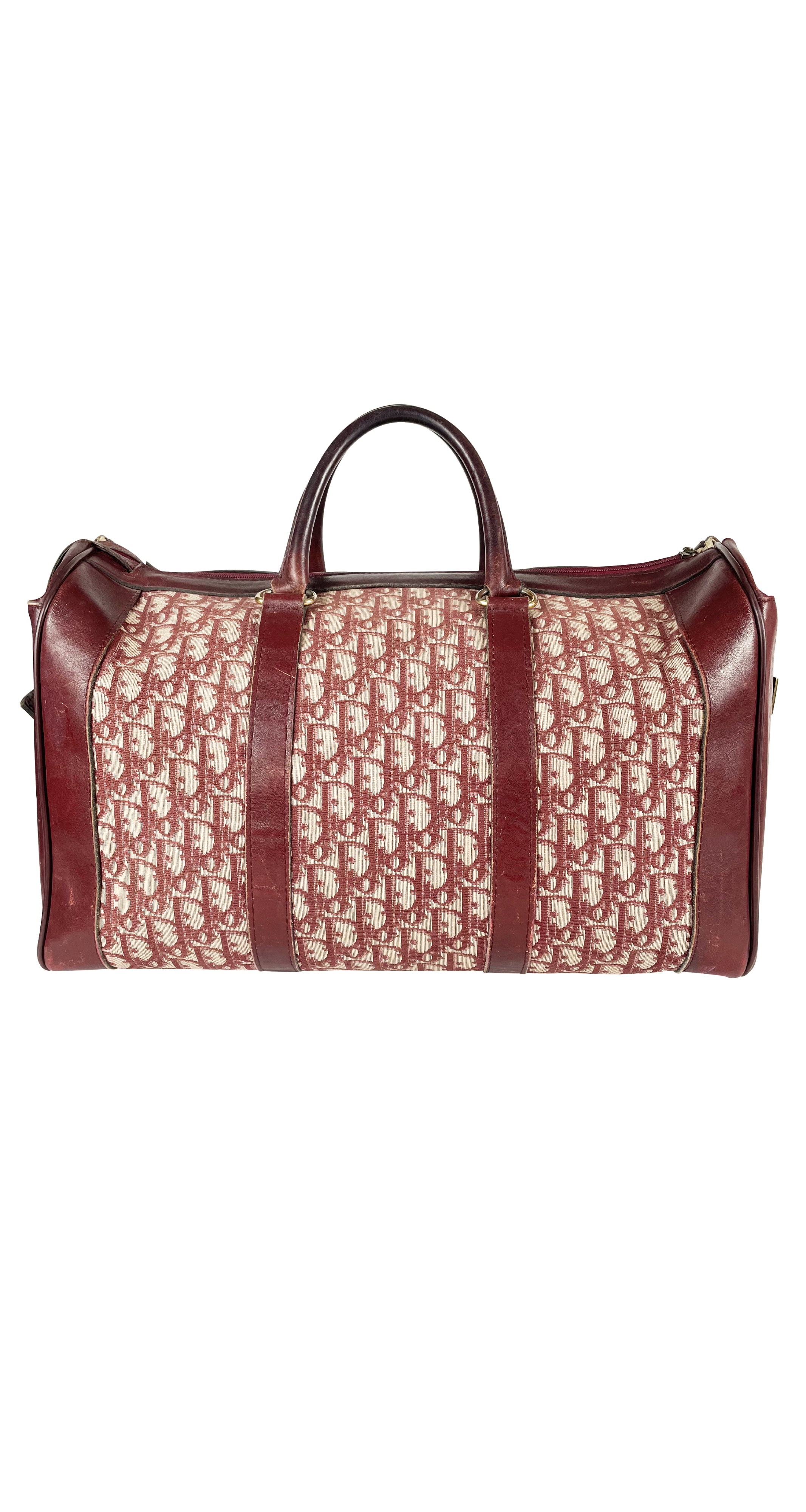 1970s Burgundy Trotter Canvas Leather Trim Travel Bag