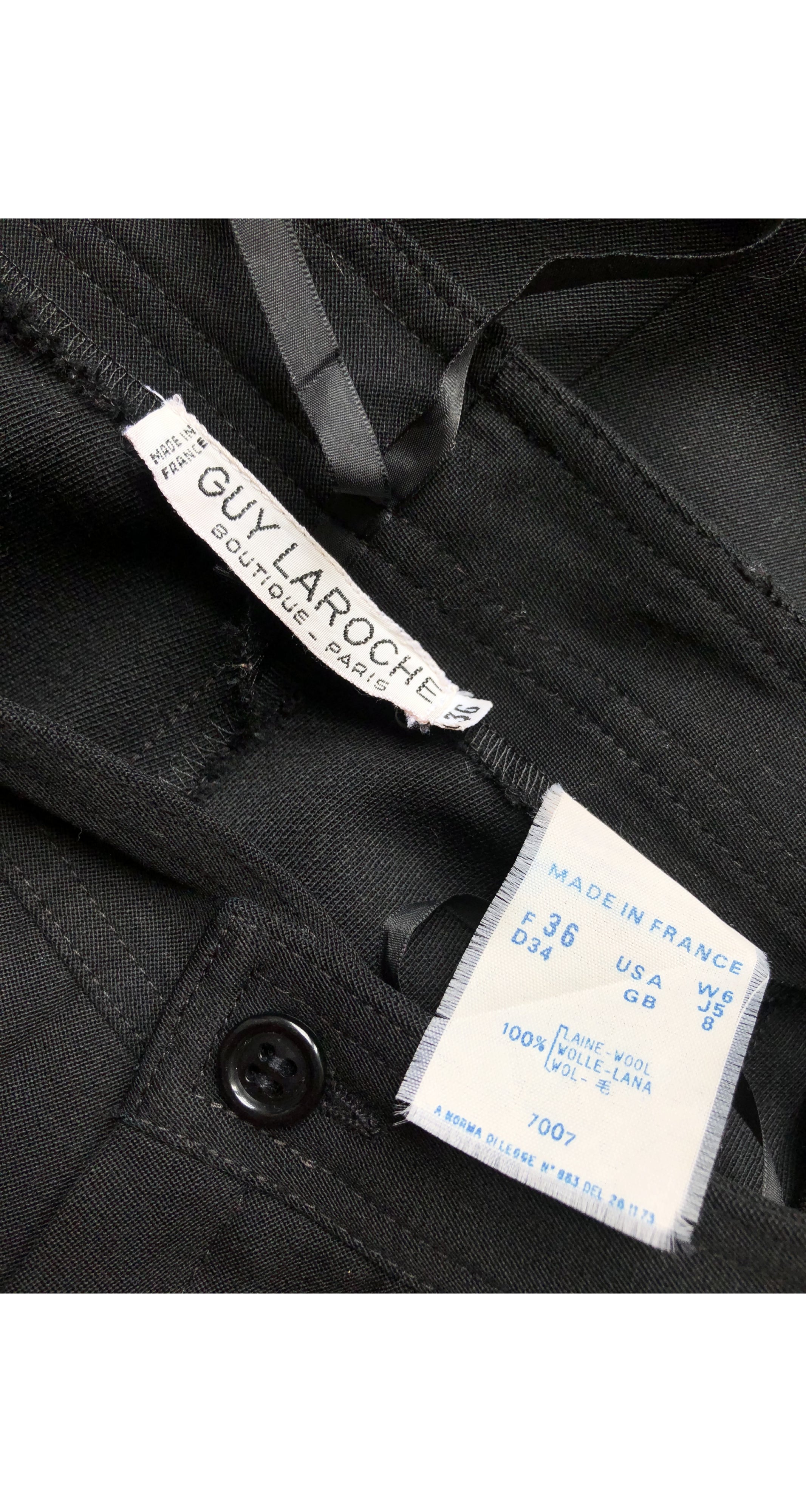 1970s Black Wool High-Waisted Straight-Leg Trousers