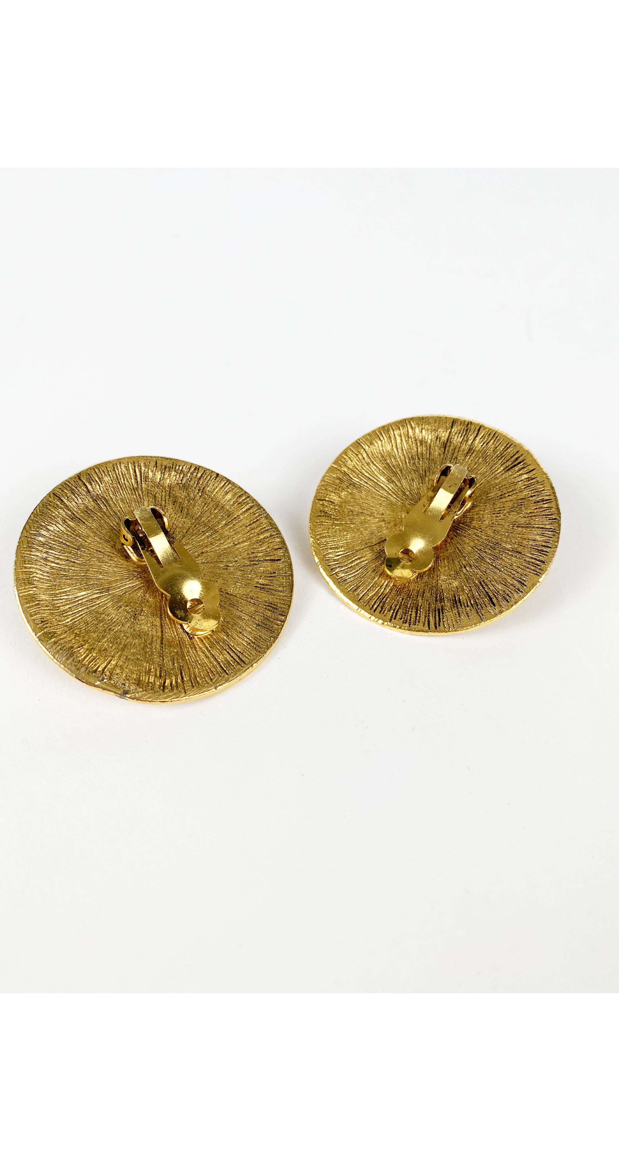 1980s Lion Head Medallion Gold-Tone Clip-On Earrings
